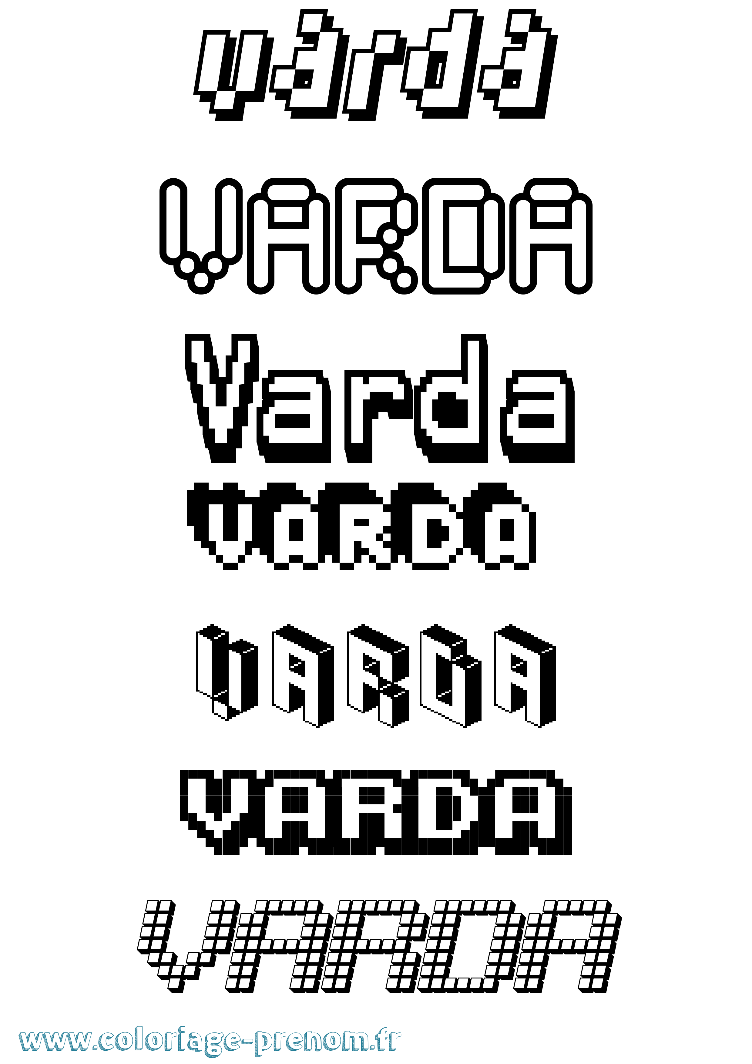 Coloriage prénom Varda Pixel
