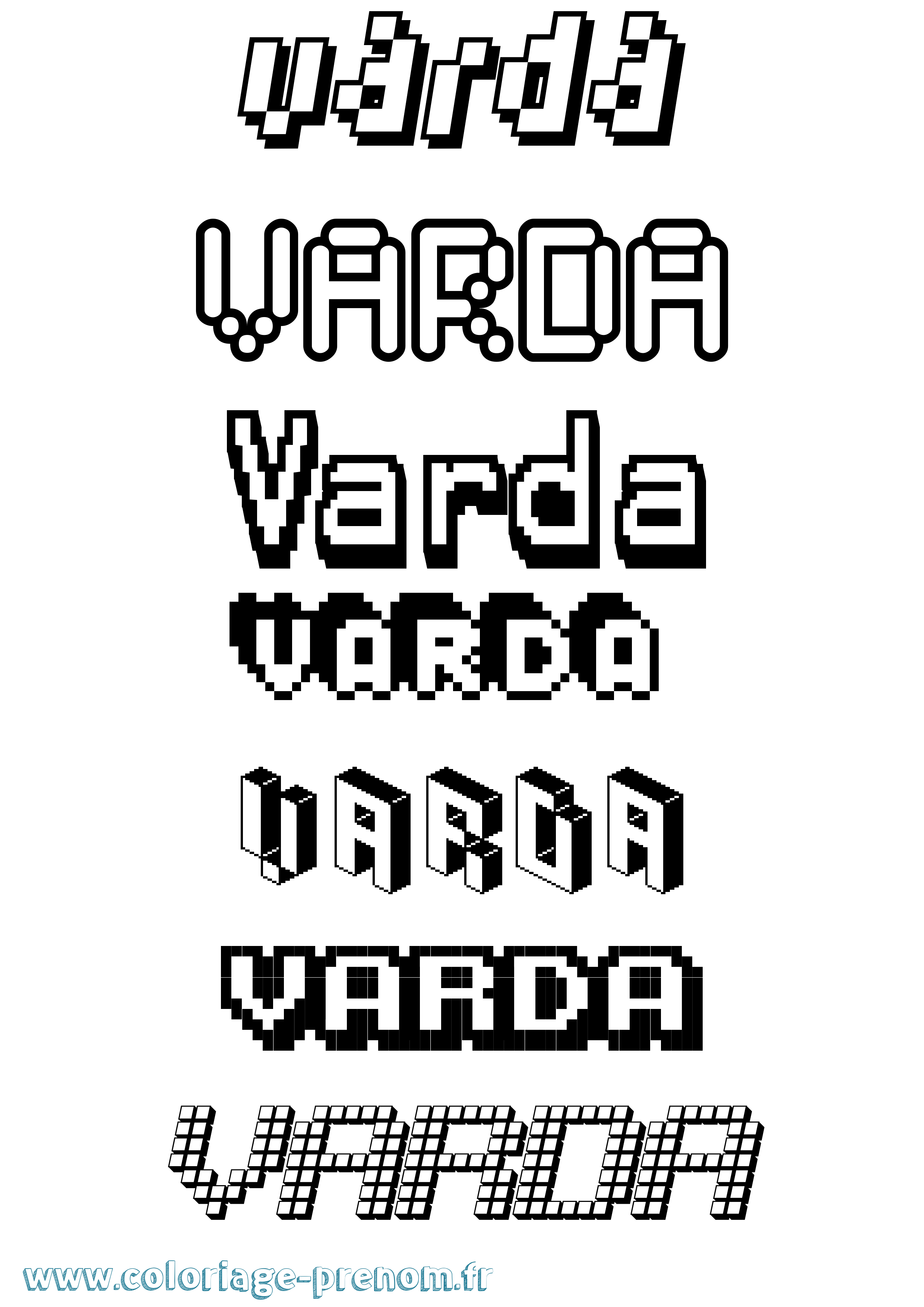 Coloriage Varda Pixel Coloriage prénom Varda Pixel