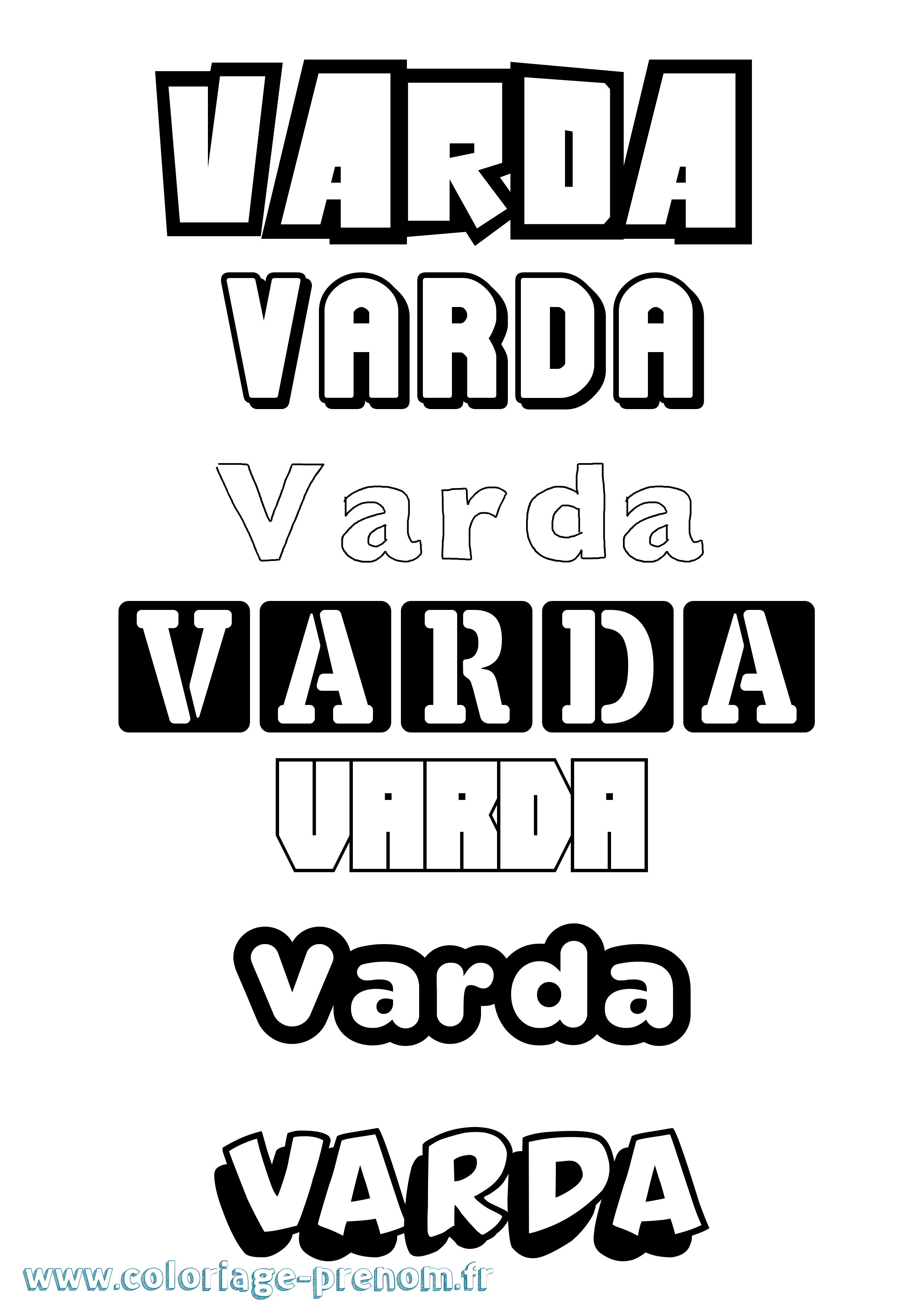 Coloriage prénom Varda Simple