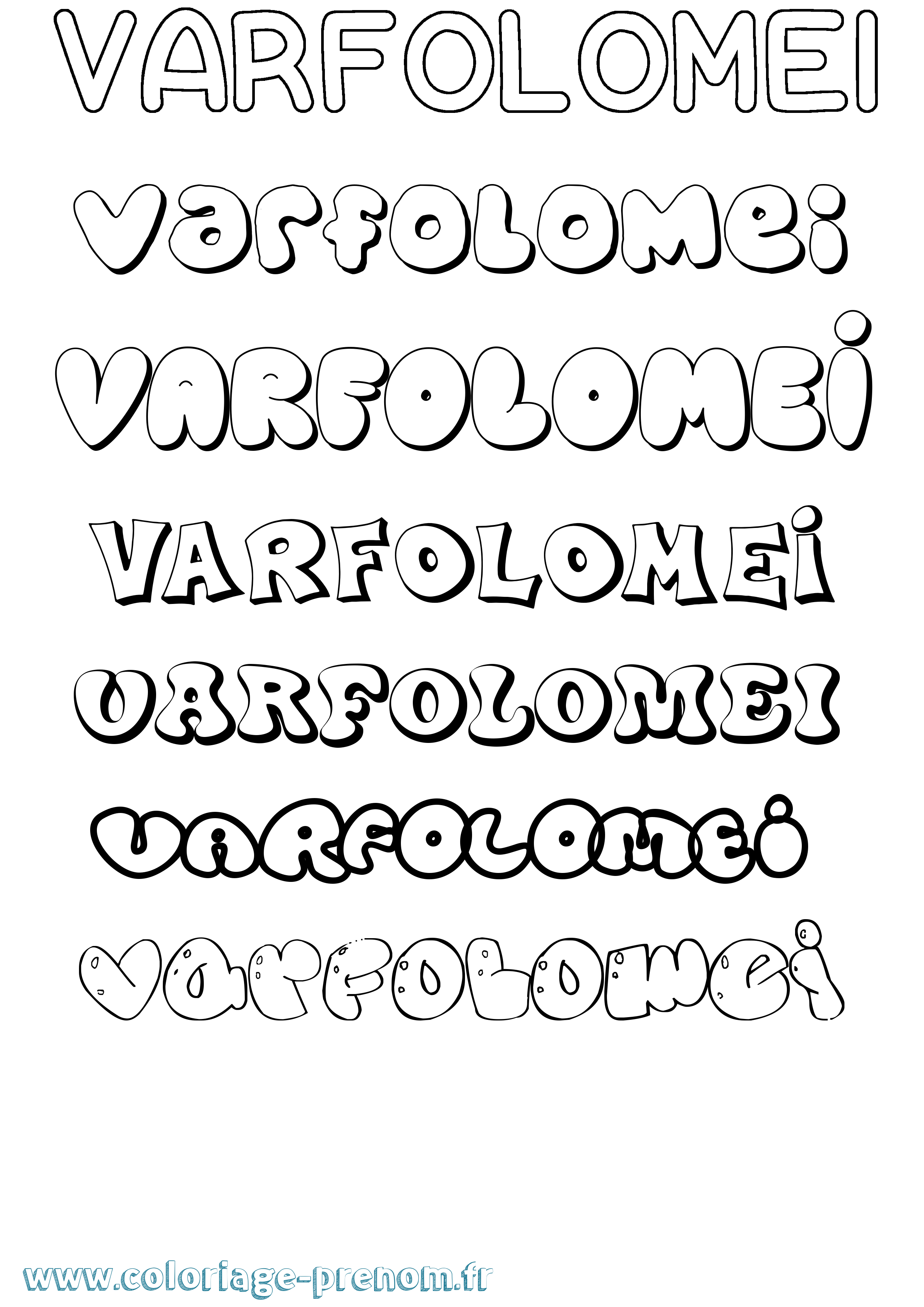 Coloriage Varfolomei Bubble Coloriage prénom Varfolomei Bubble