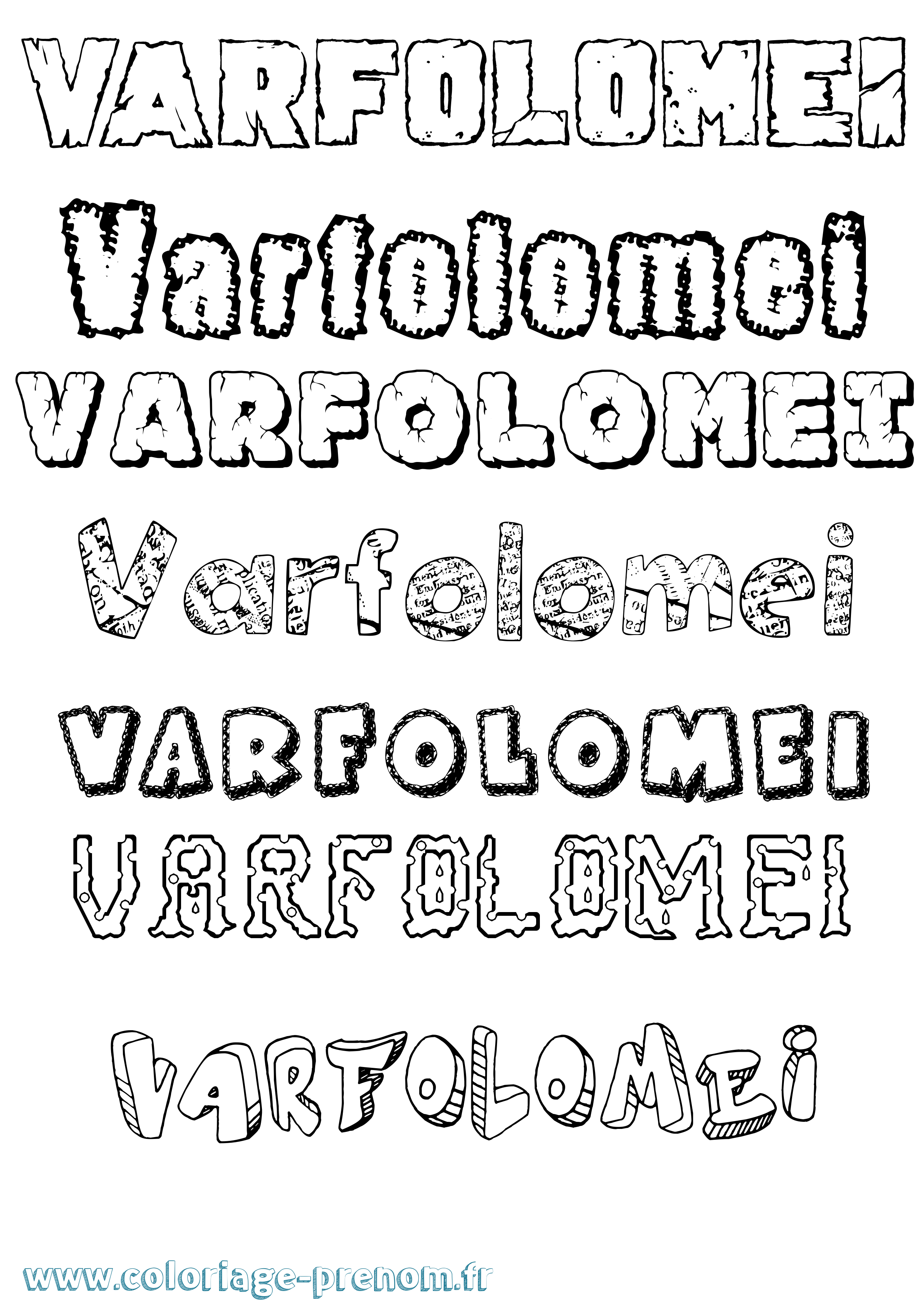 Coloriage Varfolomei Destructuré Coloriage prénom Varfolomei Destructuré