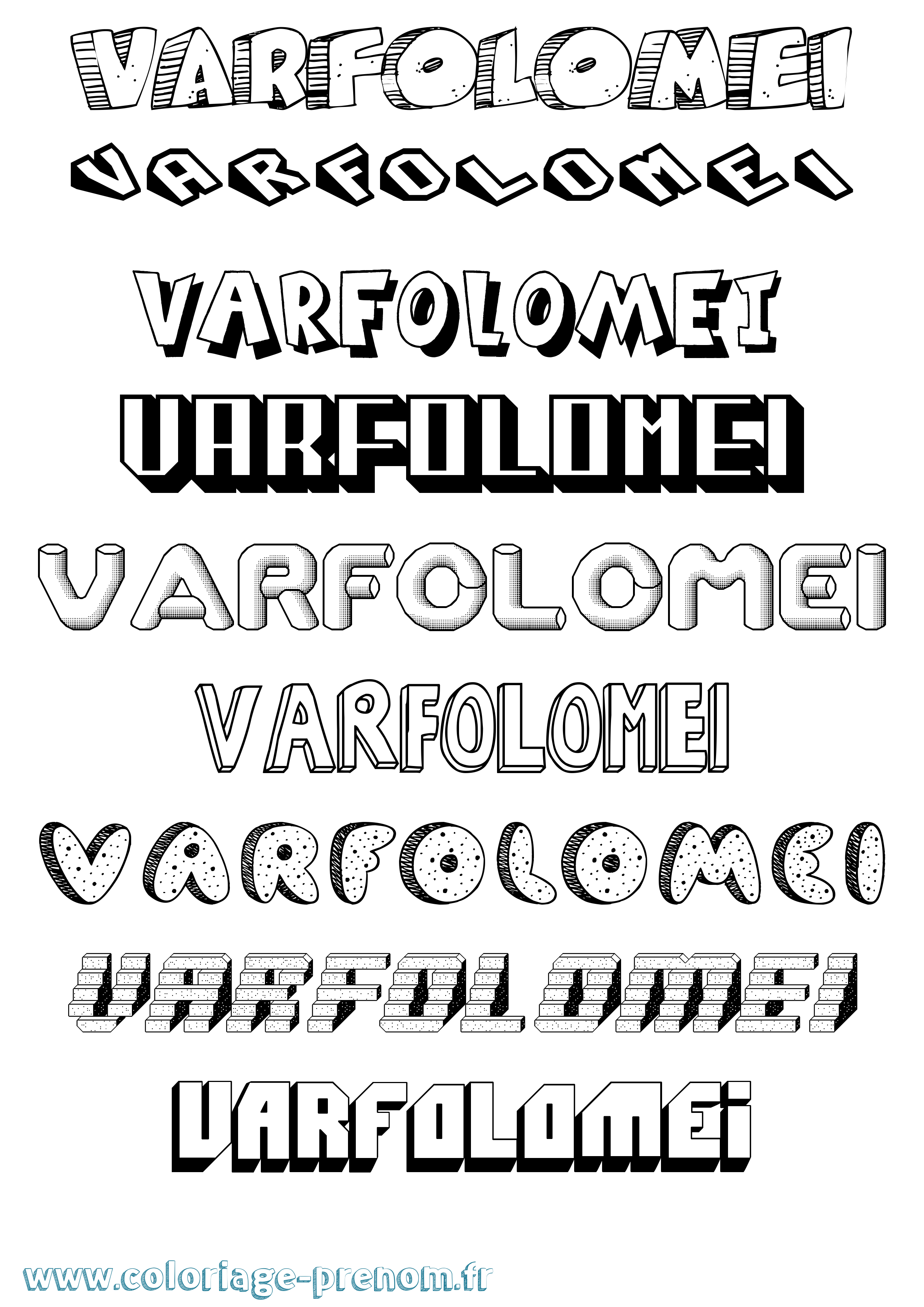 Coloriage Varfolomei Effet 3D Coloriage prénom Varfolomei Effet 3D