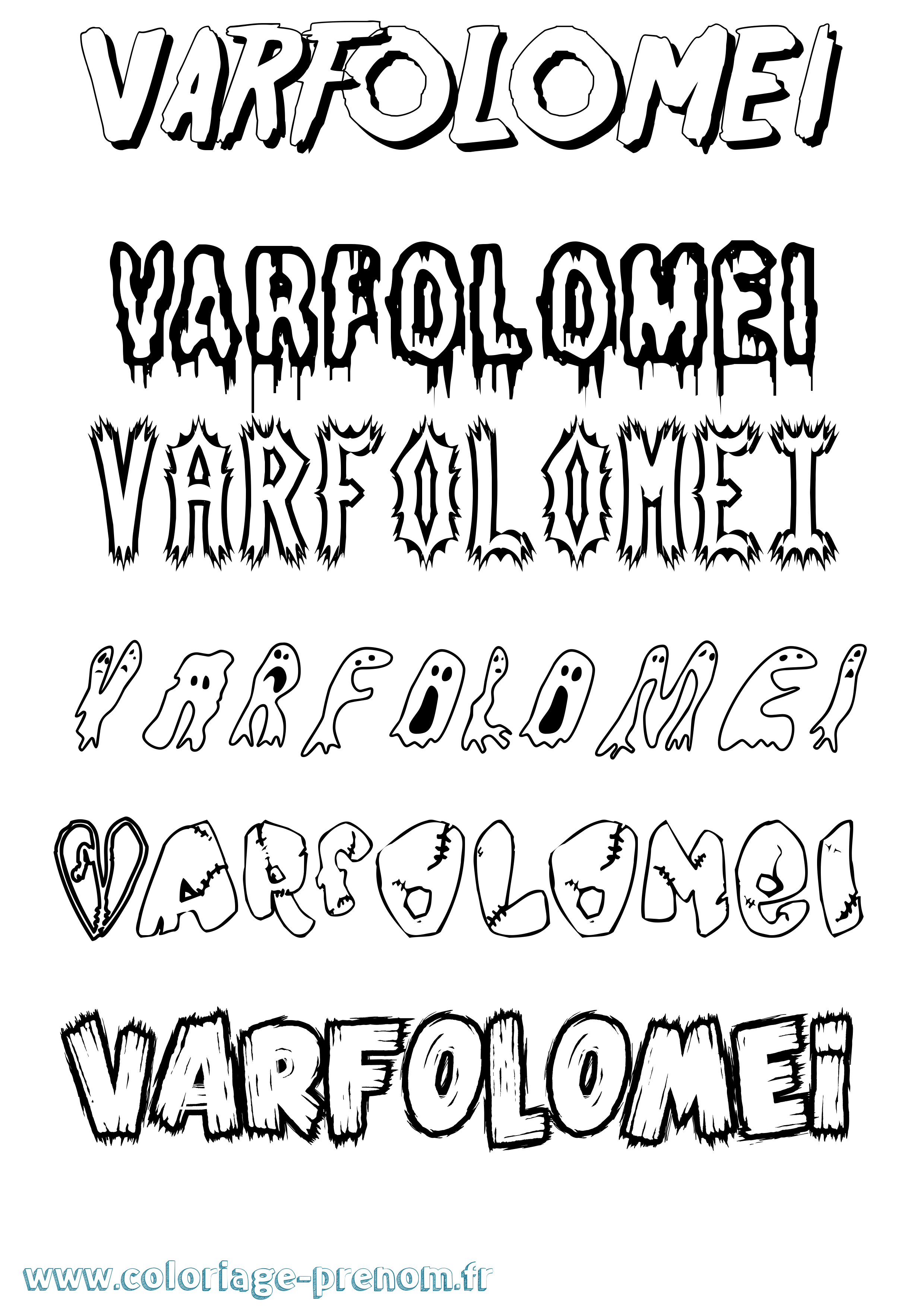 Coloriage Varfolomei Frisson Coloriage prénom Varfolomei Frisson