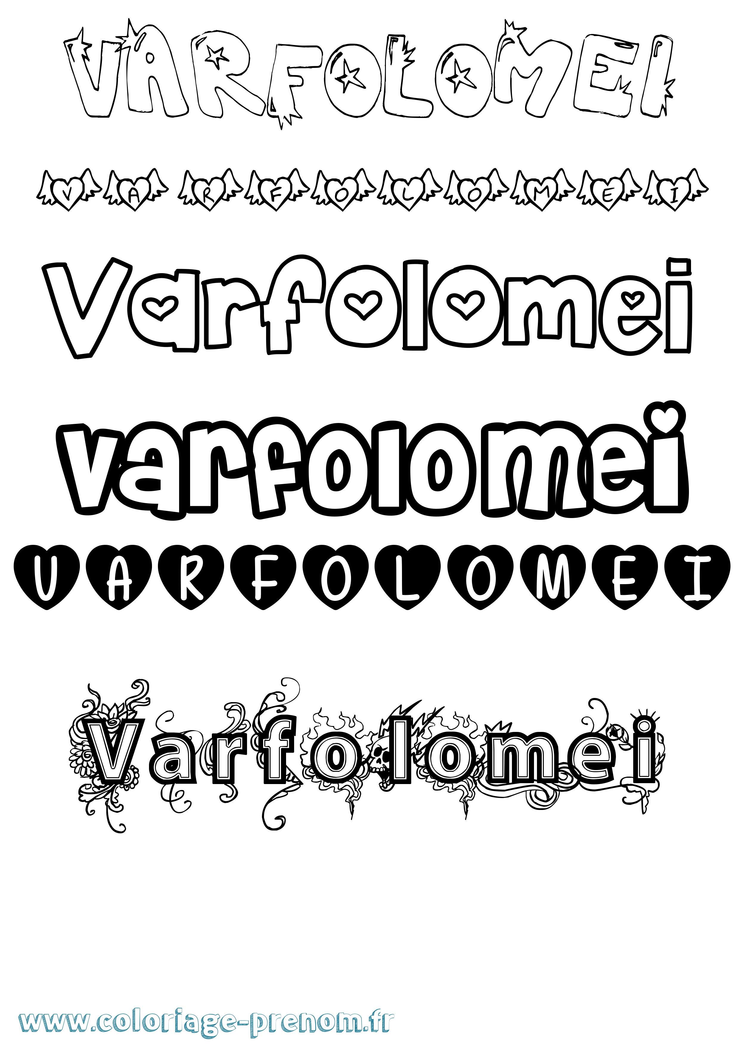 Coloriage Varfolomei Girly Coloriage prénom Varfolomei Girly