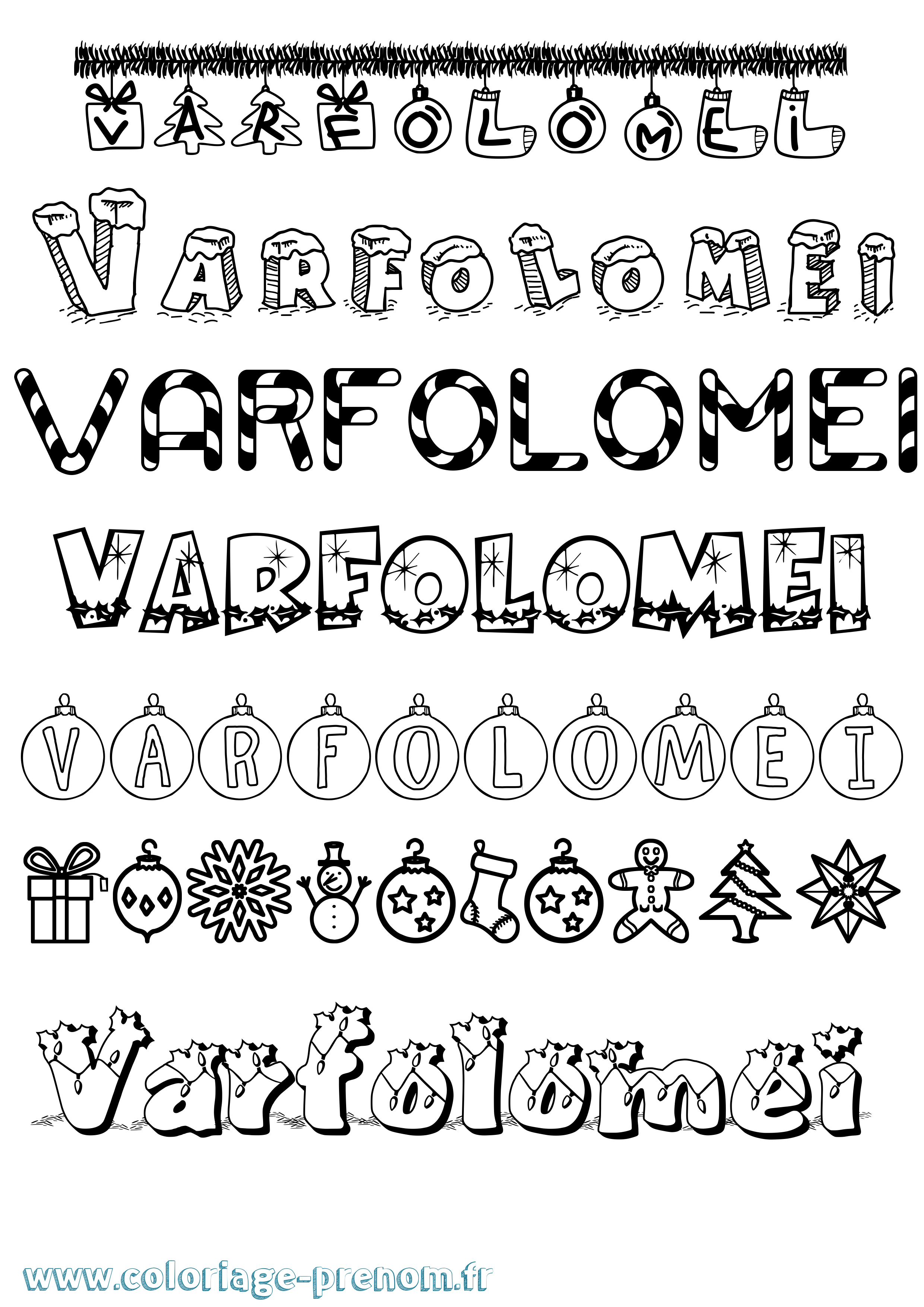 Coloriage Varfolomei Noël Coloriage prénom Varfolomei Noël