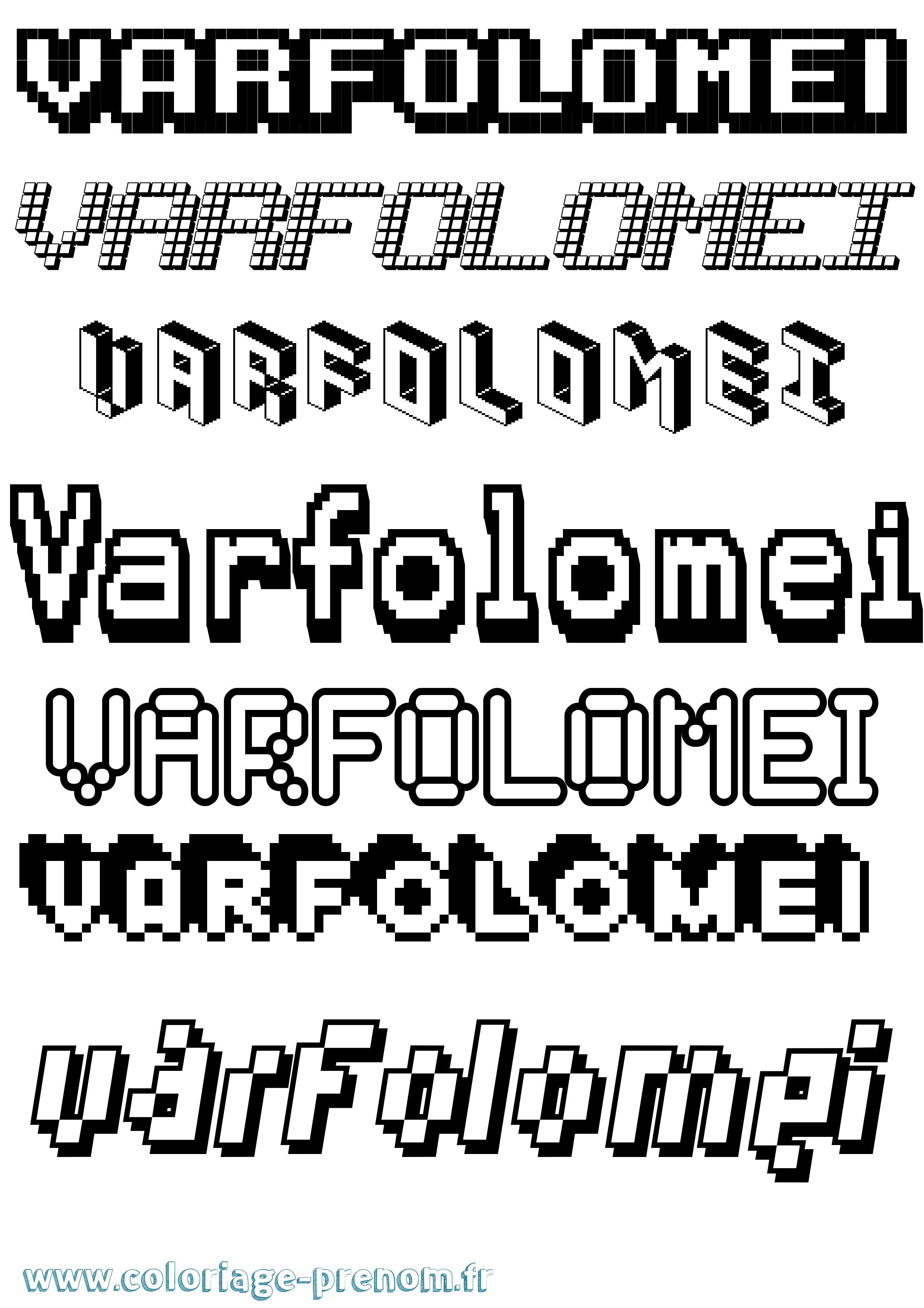 Coloriage Varfolomei Pixel Coloriage prénom Varfolomei Pixel