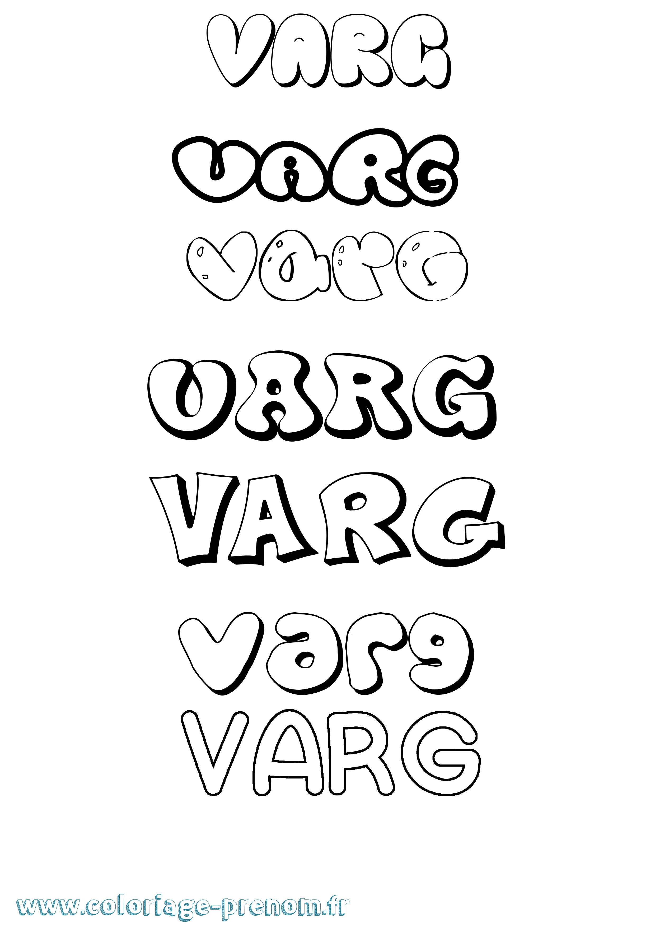 Coloriage prénom Varg Bubble