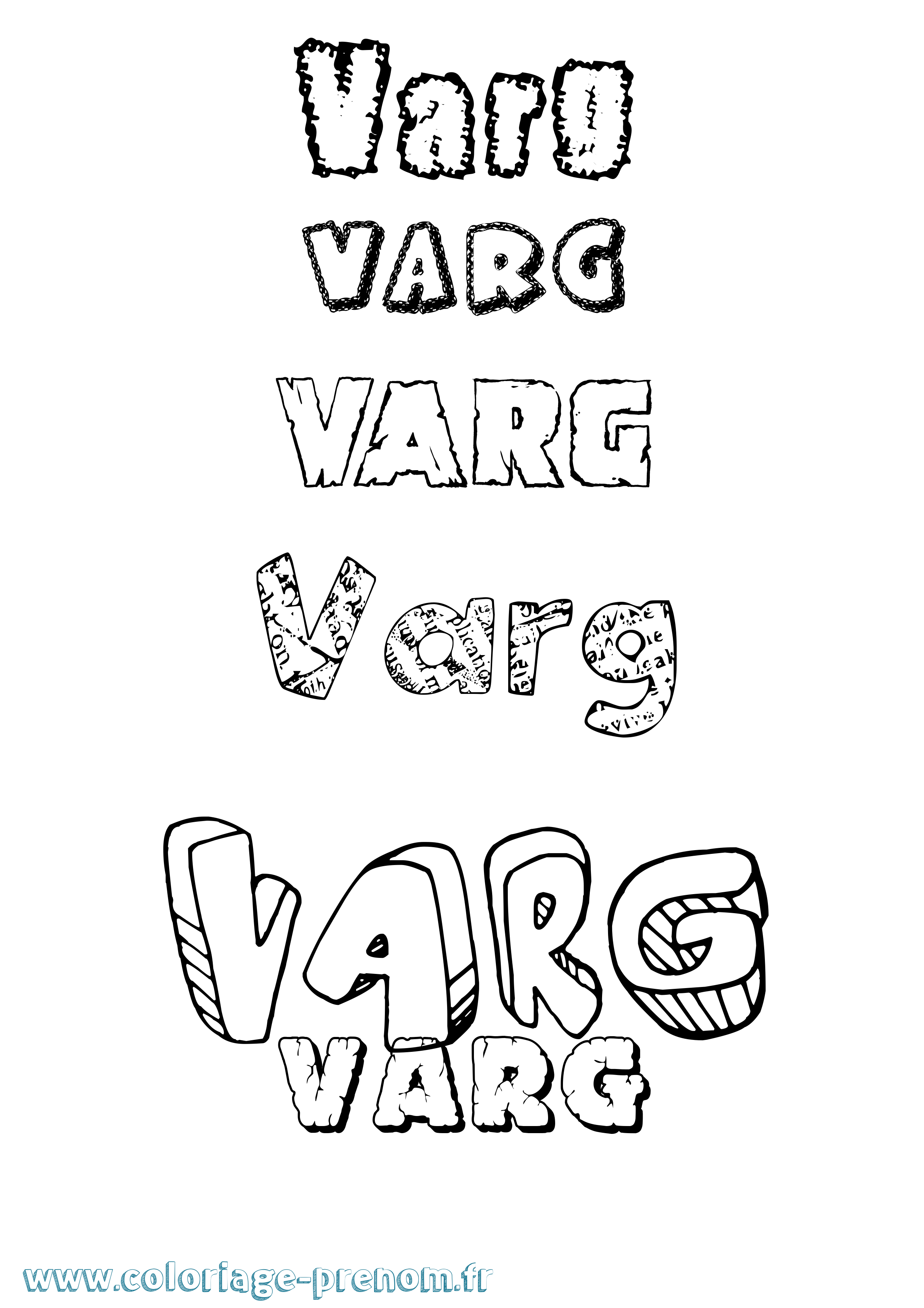 Coloriage prénom Varg Destructuré