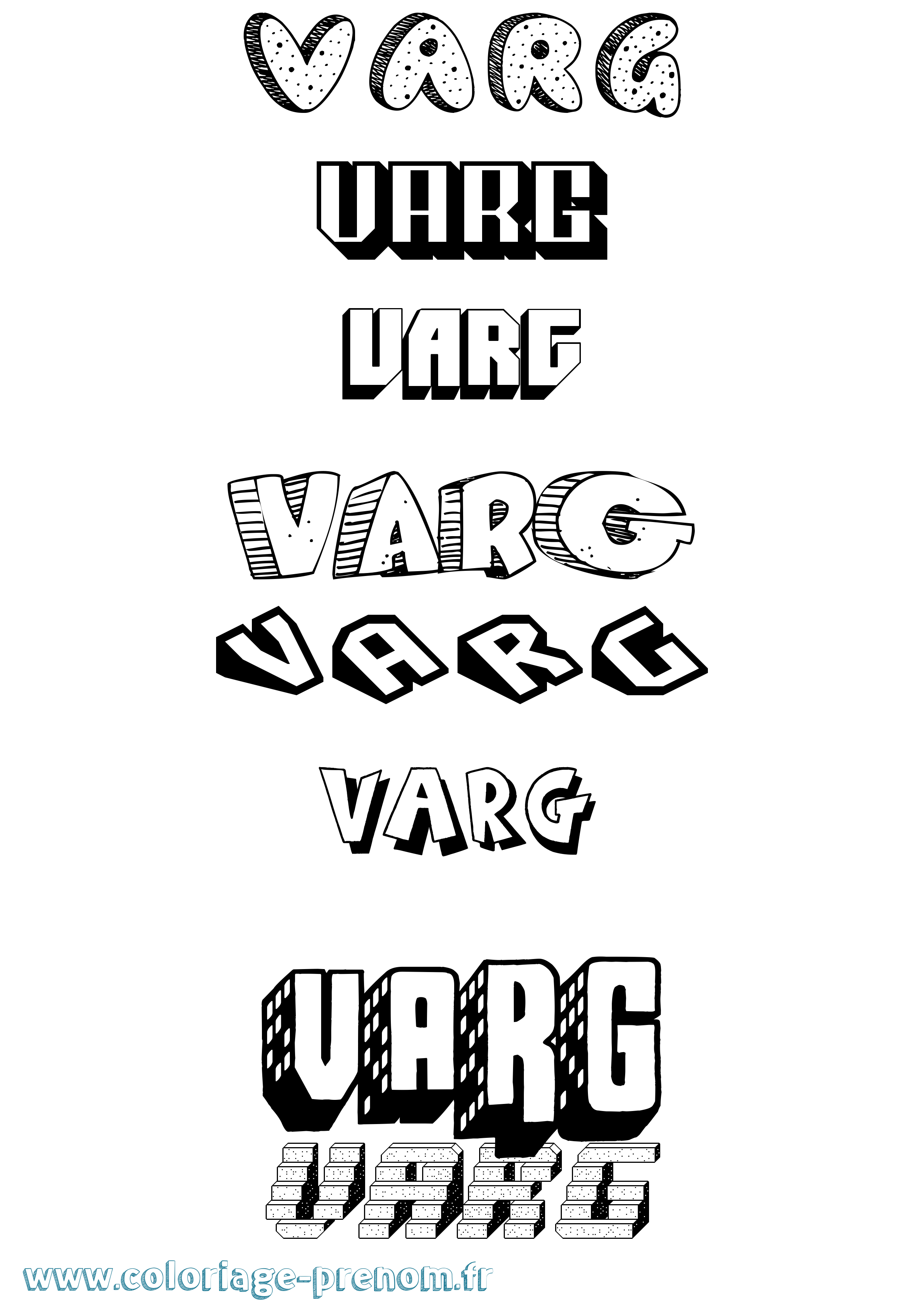 Coloriage prénom Varg Effet 3D