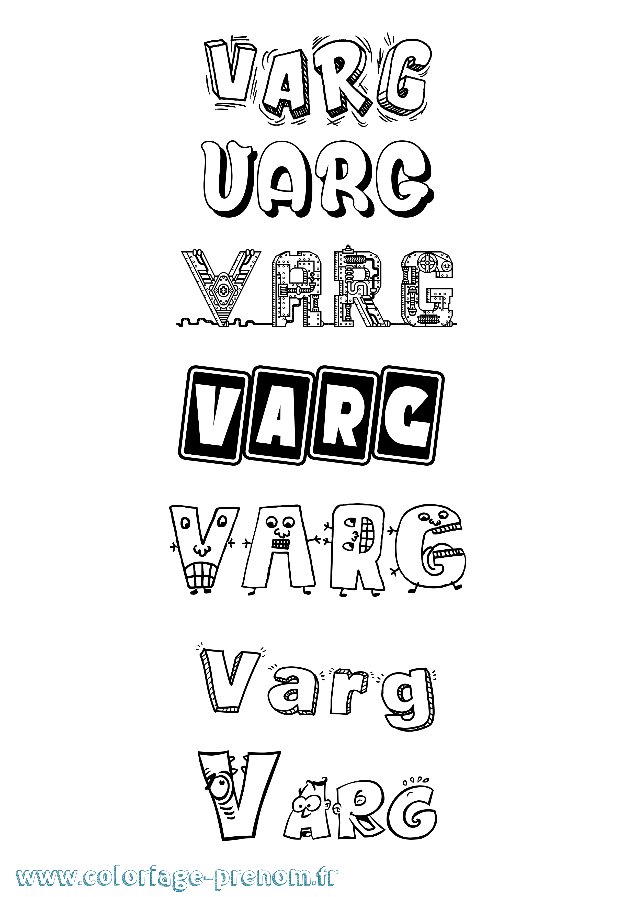 Coloriage prénom Varg Fun
