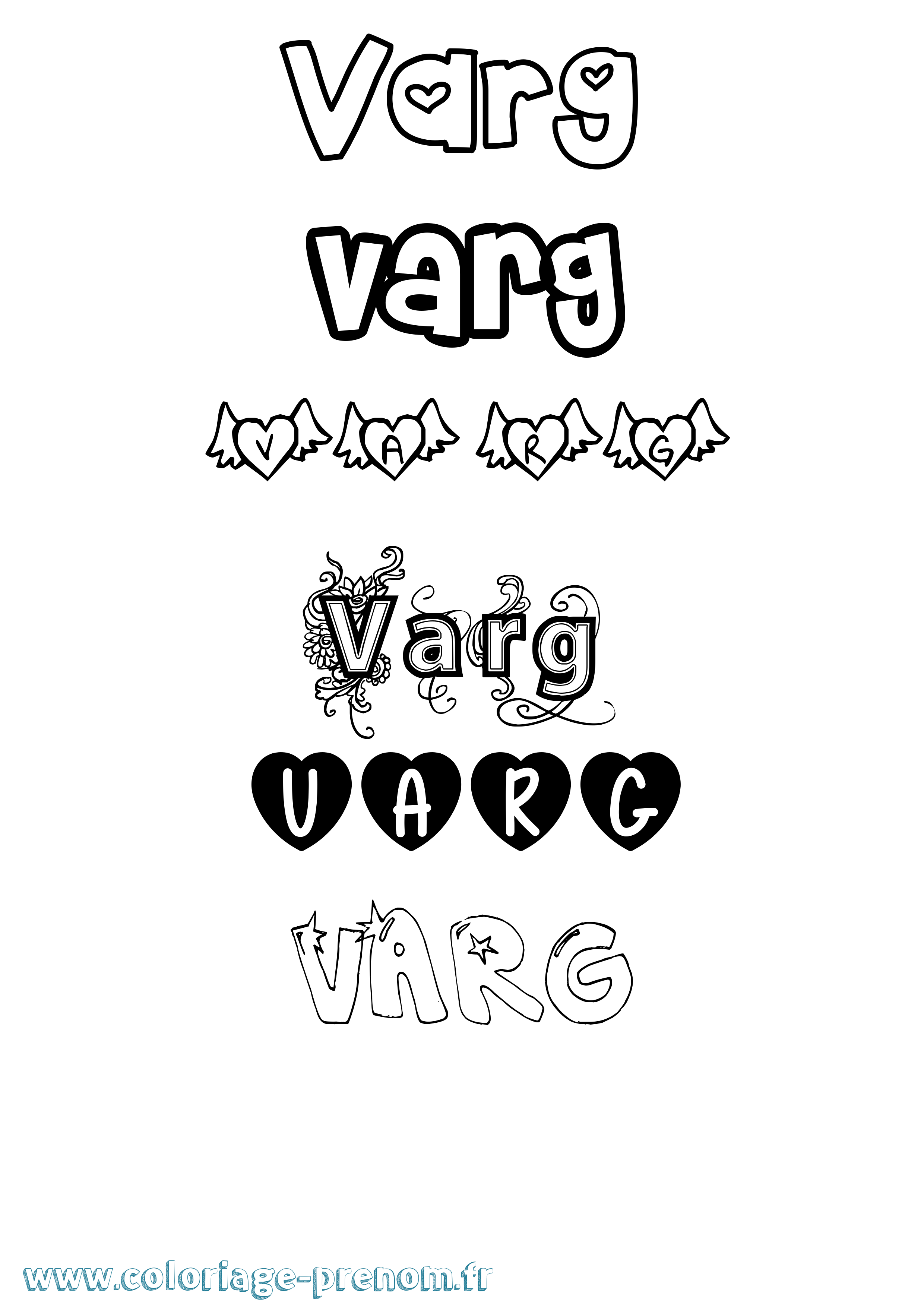 Coloriage prénom Varg Girly