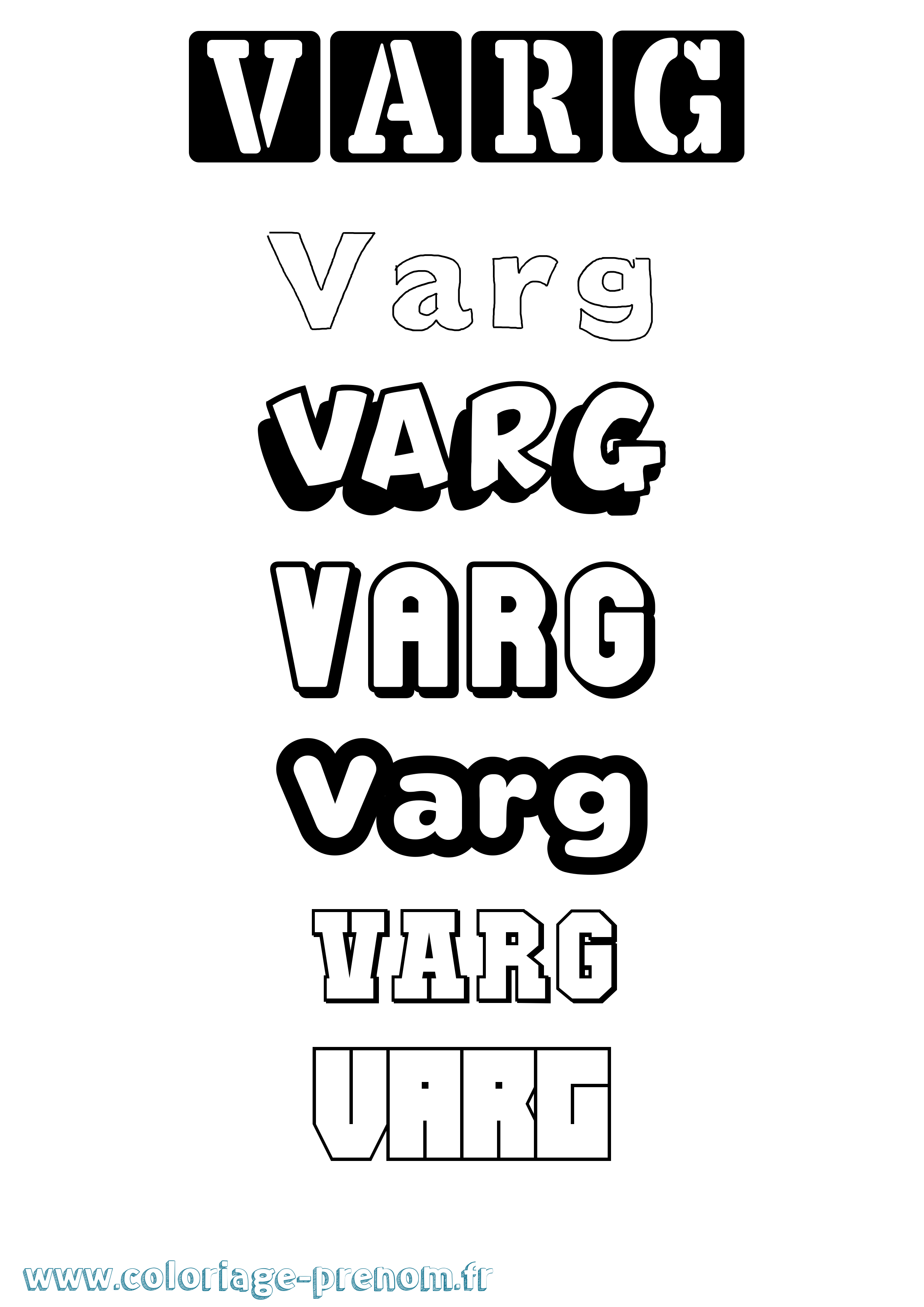 Coloriage prénom Varg Simple