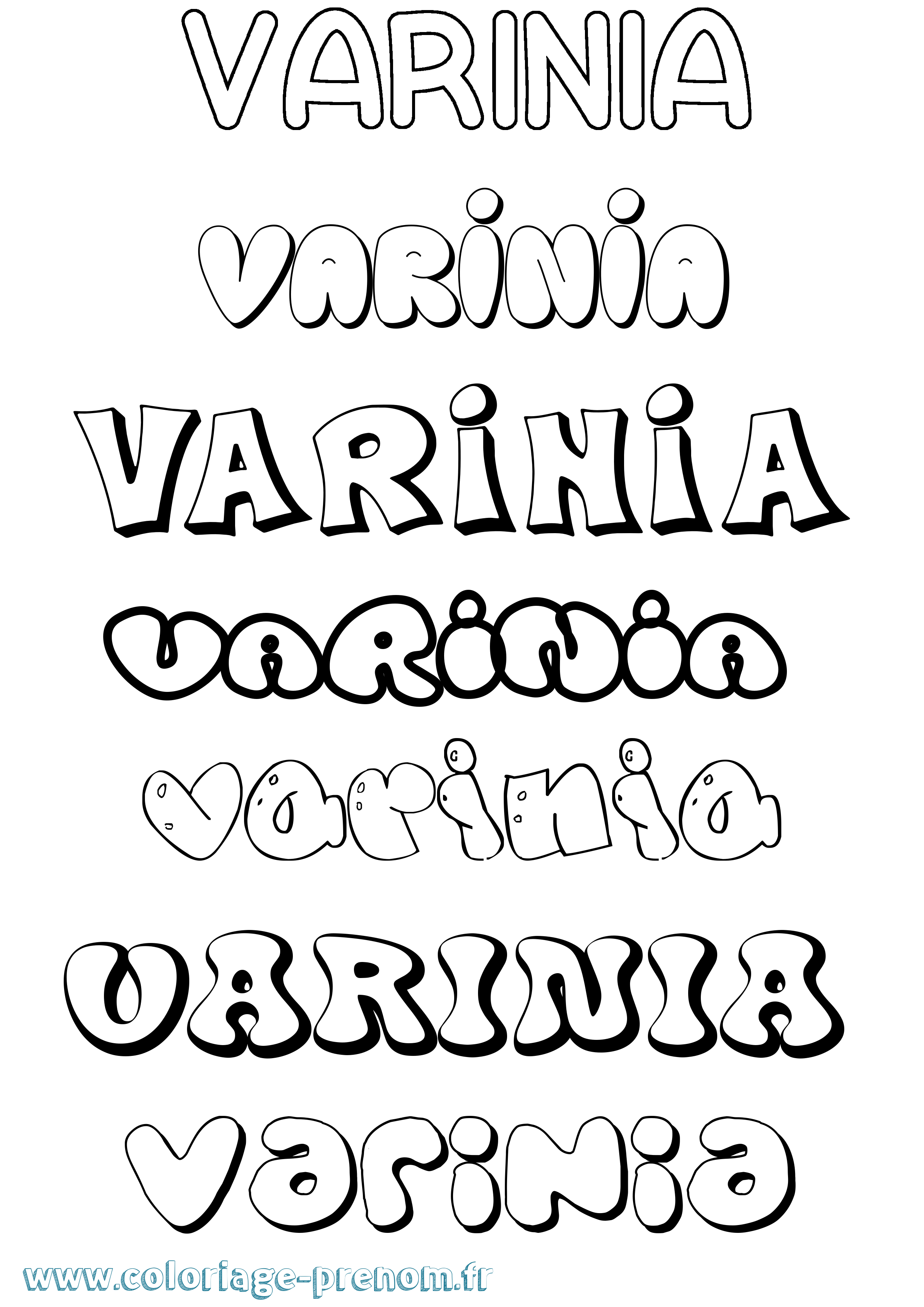 Coloriage prénom Varinia Bubble