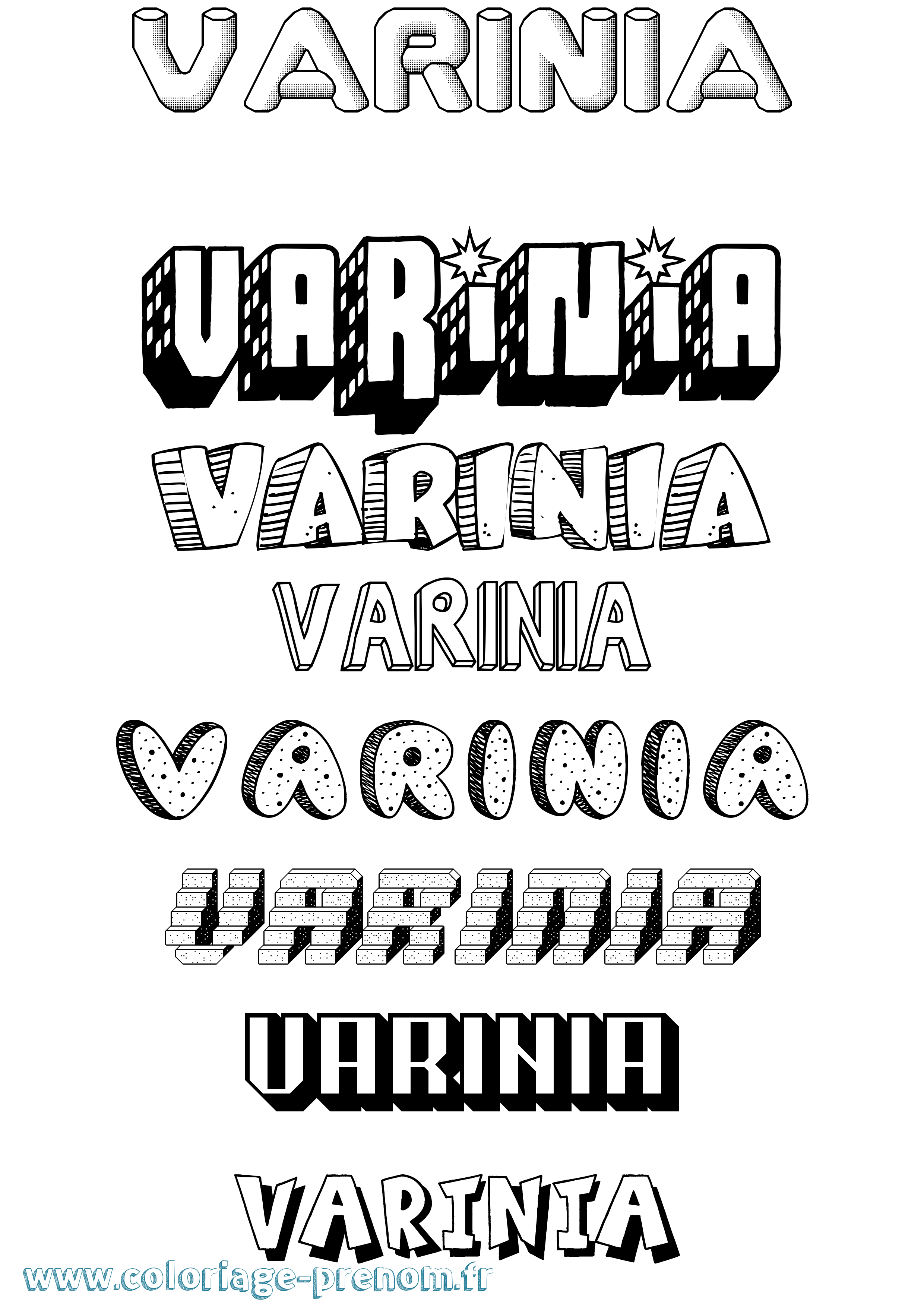 Coloriage prénom Varinia Effet 3D