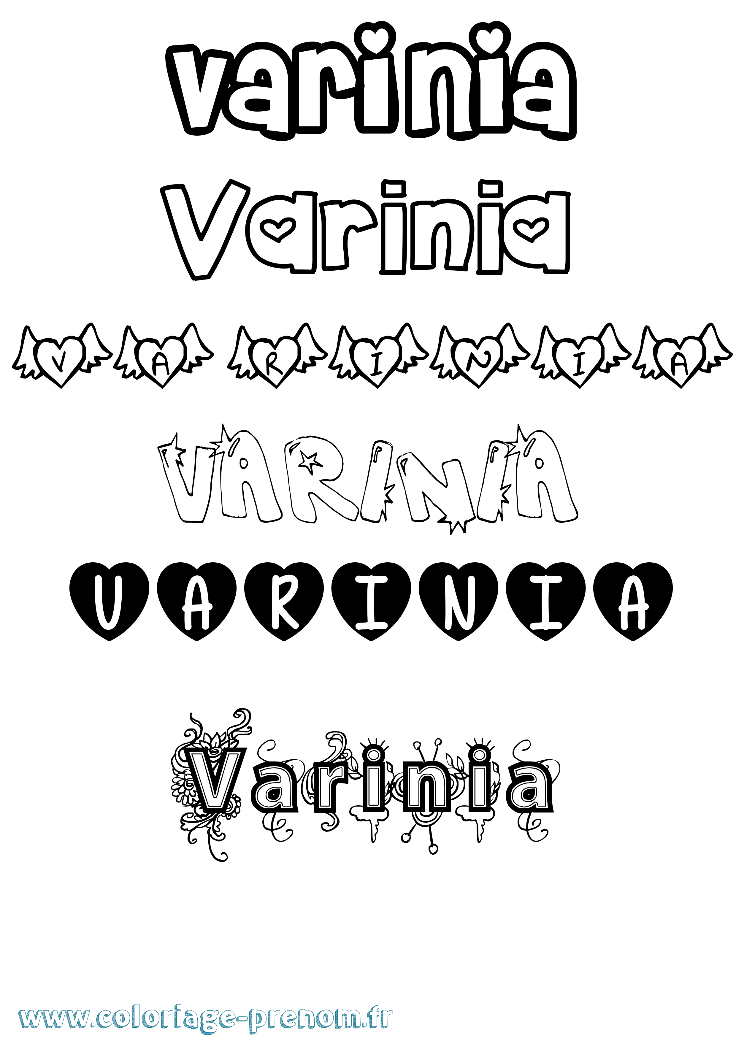 Coloriage prénom Varinia Girly