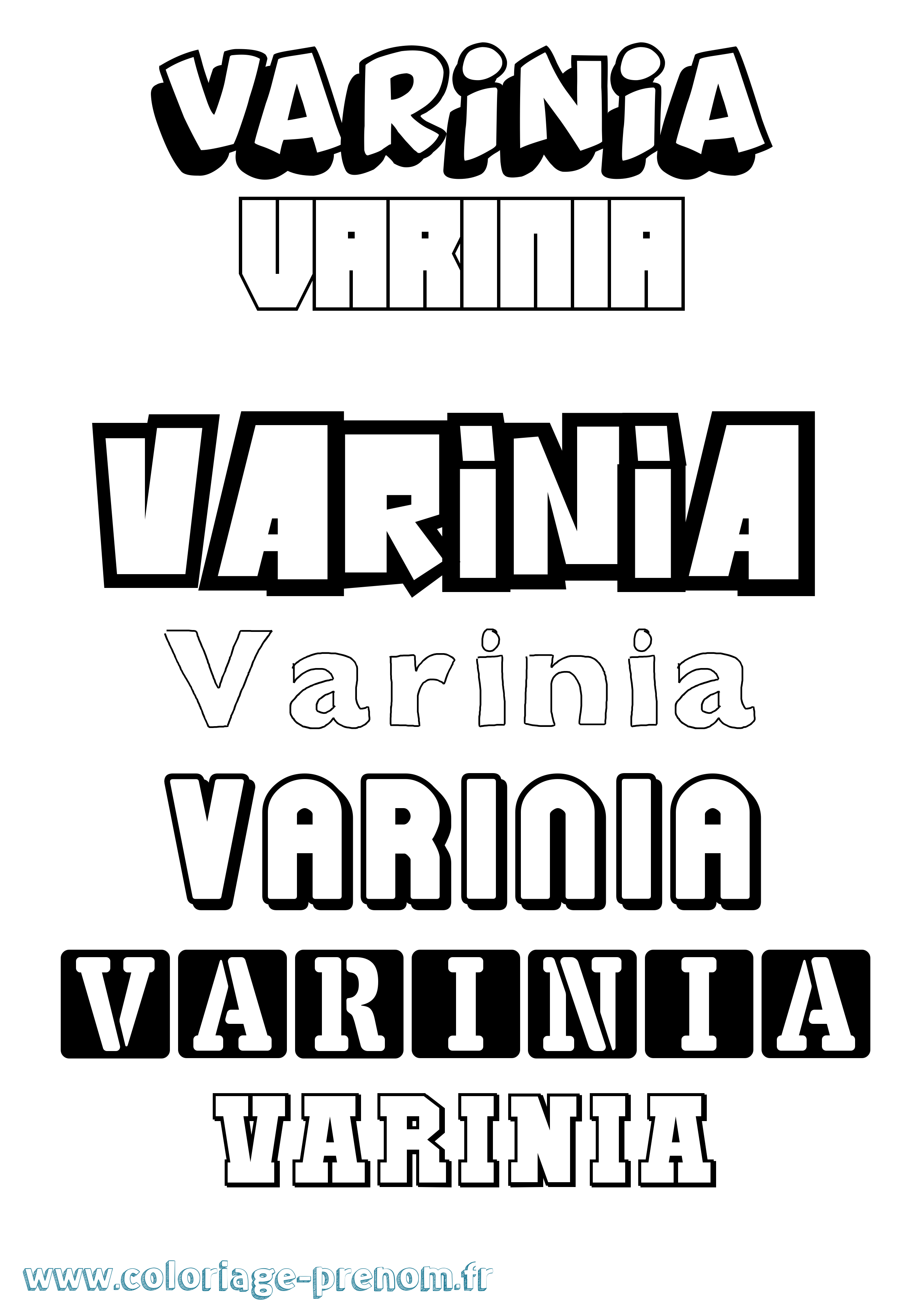 Coloriage prénom Varinia Simple