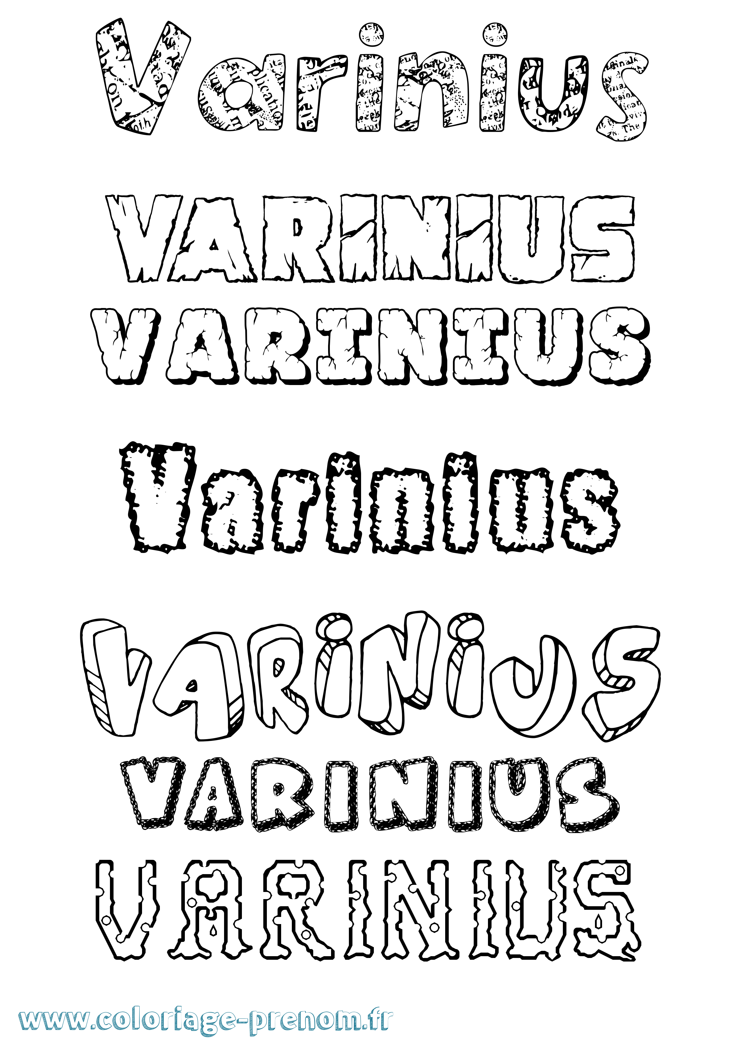 Coloriage Varinius Destructuré Coloriage prénom Varinius Destructuré