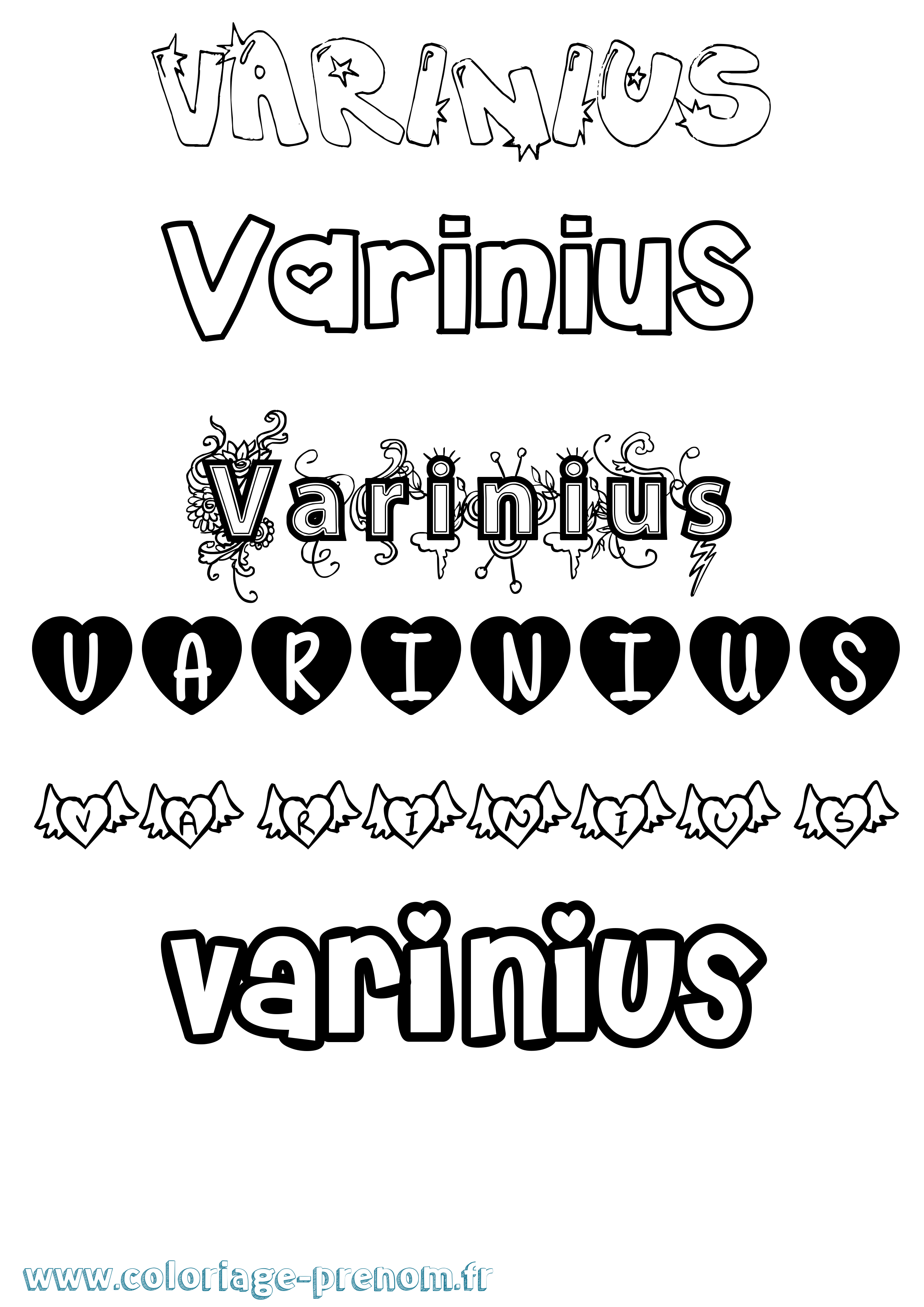 Coloriage Varinius Girly Coloriage prénom Varinius Girly