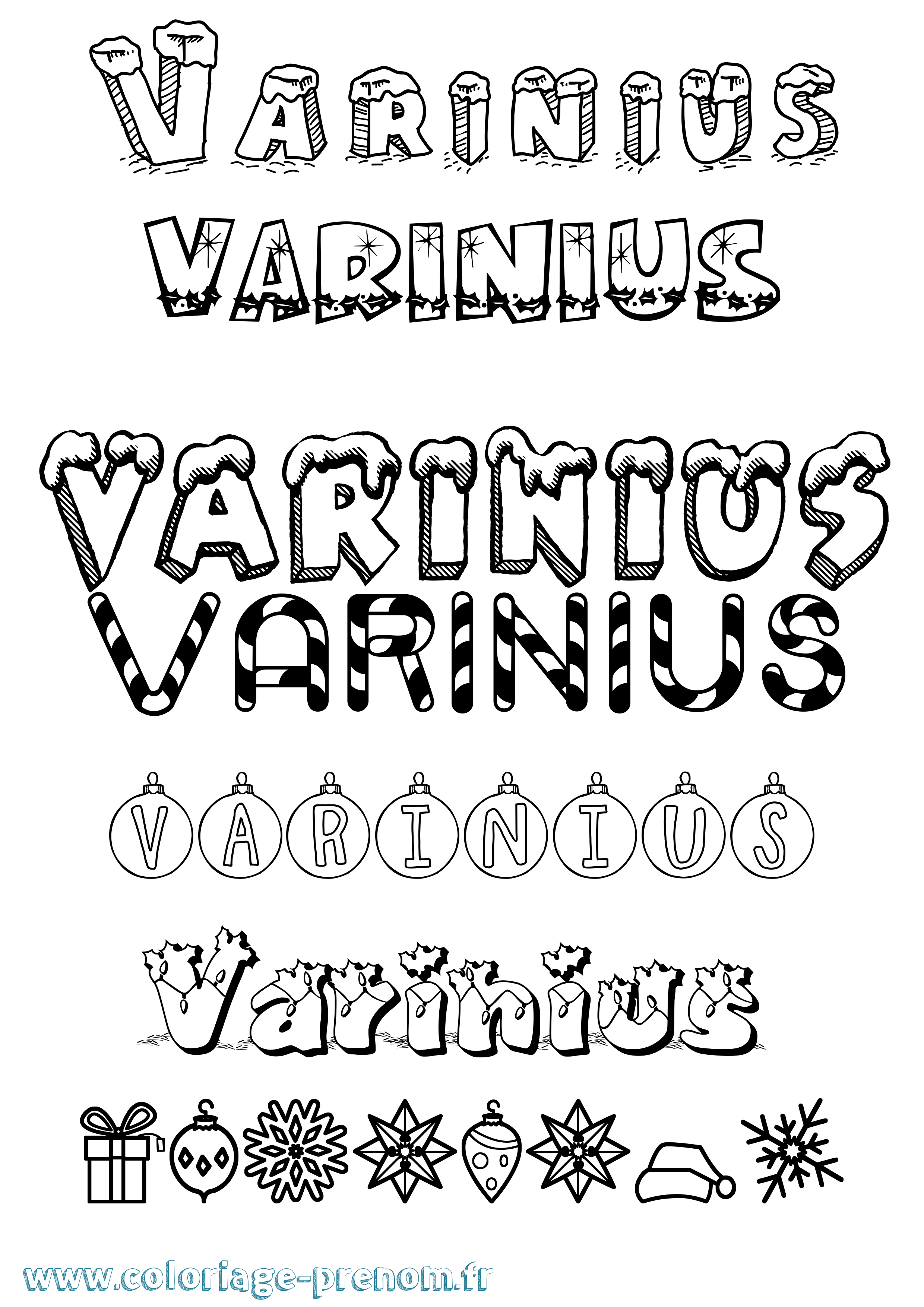Coloriage Varinius Noël Coloriage prénom Varinius Noël