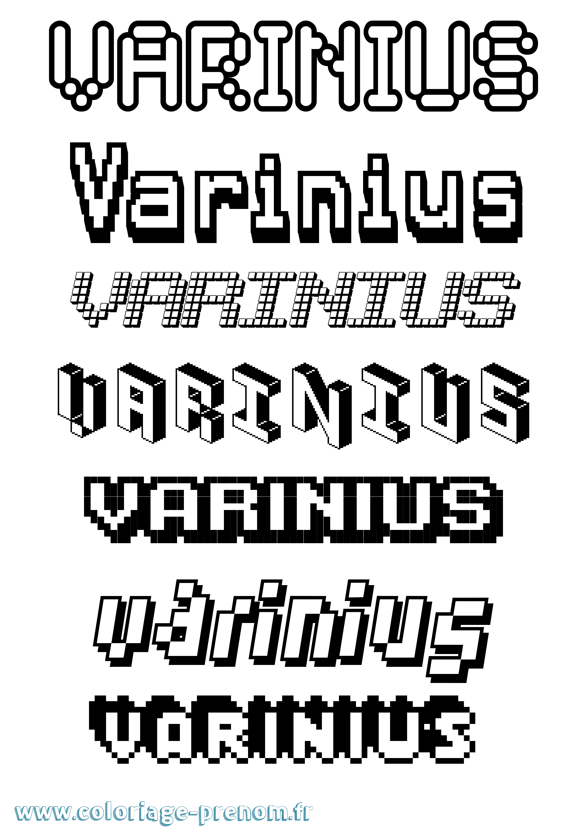 Coloriage Varinius Pixel Coloriage prénom Varinius Pixel