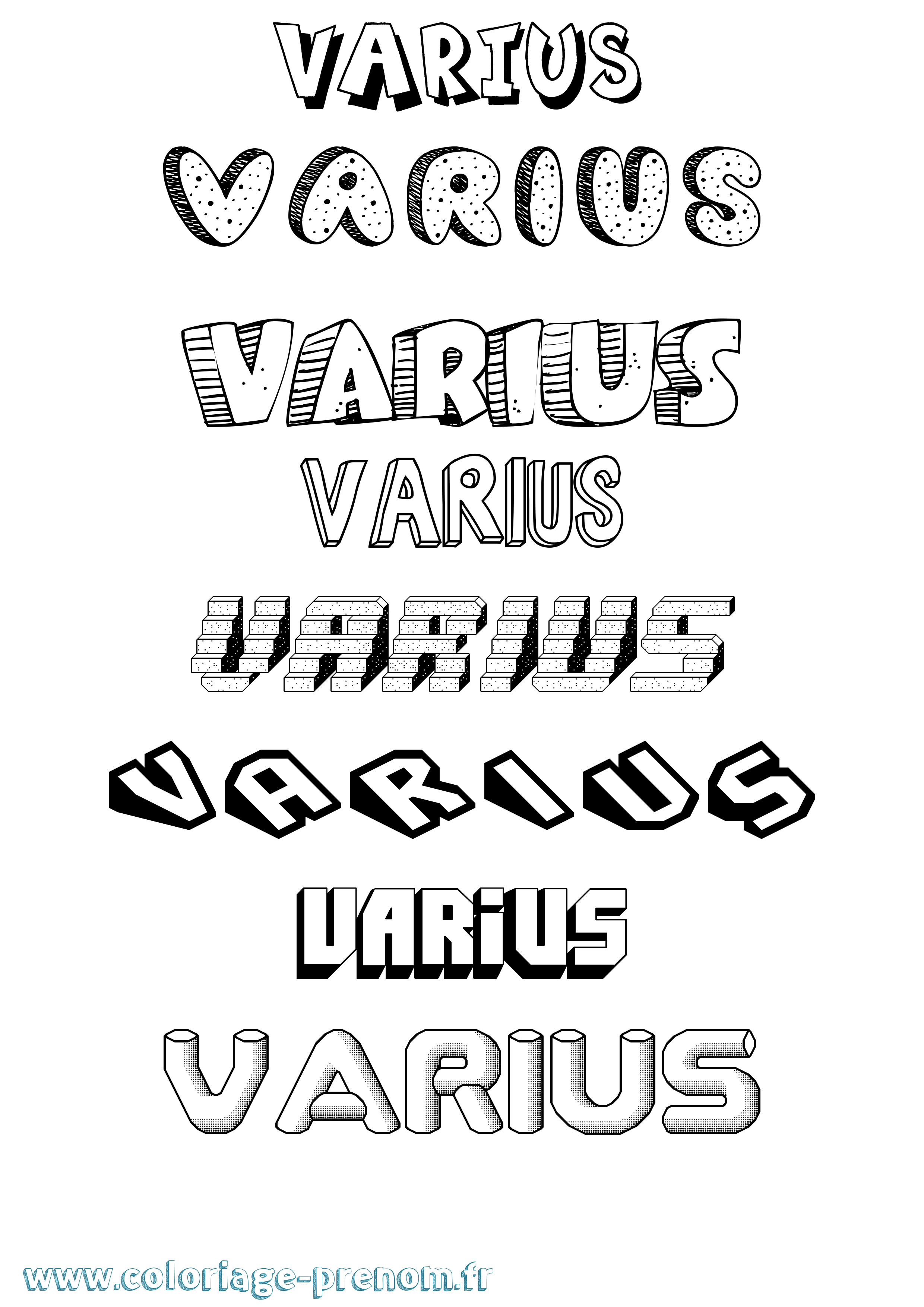 Coloriage Varius Effet 3D Coloriage prénom Varius Effet 3D