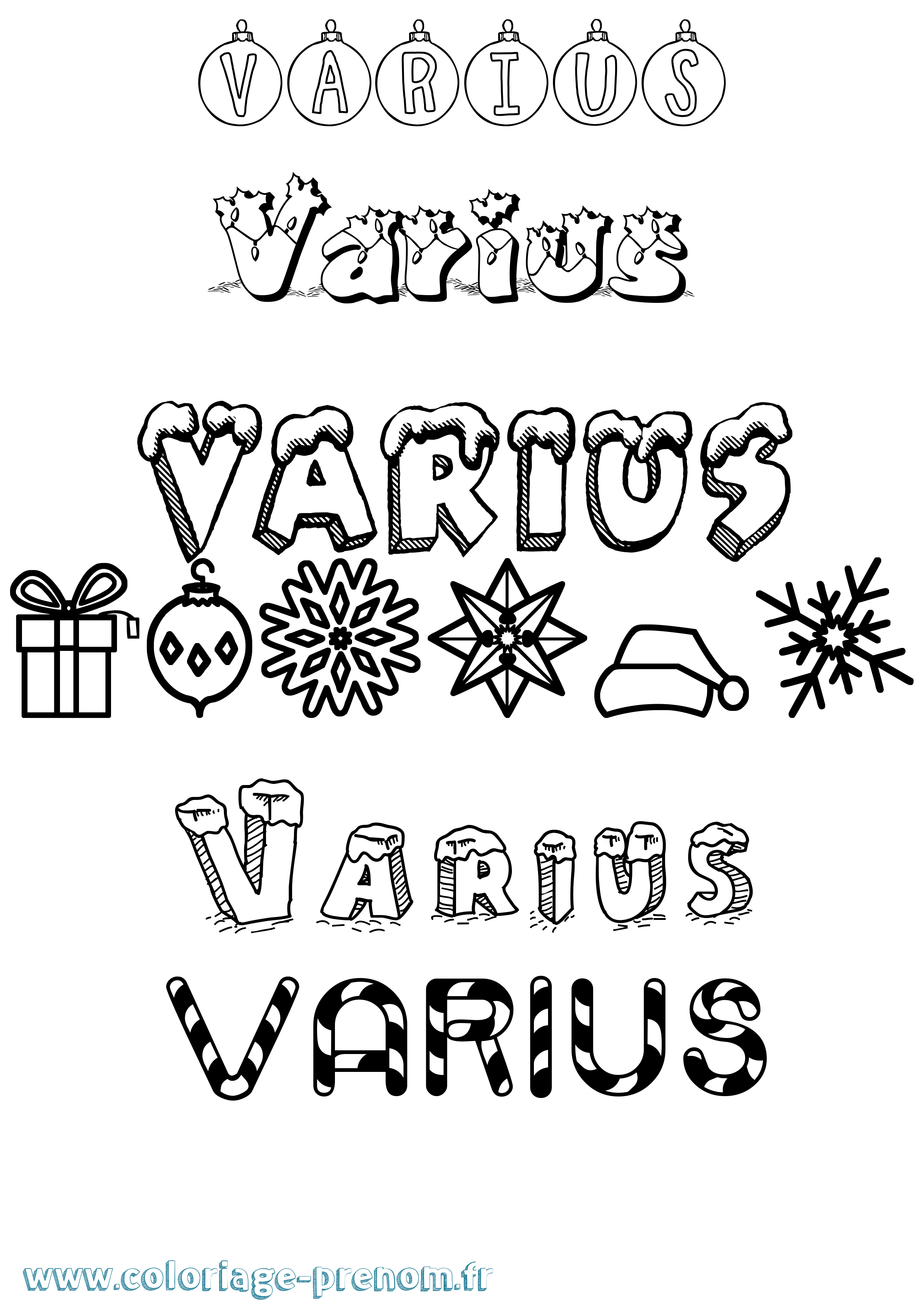 Coloriage Varius Noël Coloriage prénom Varius Noël