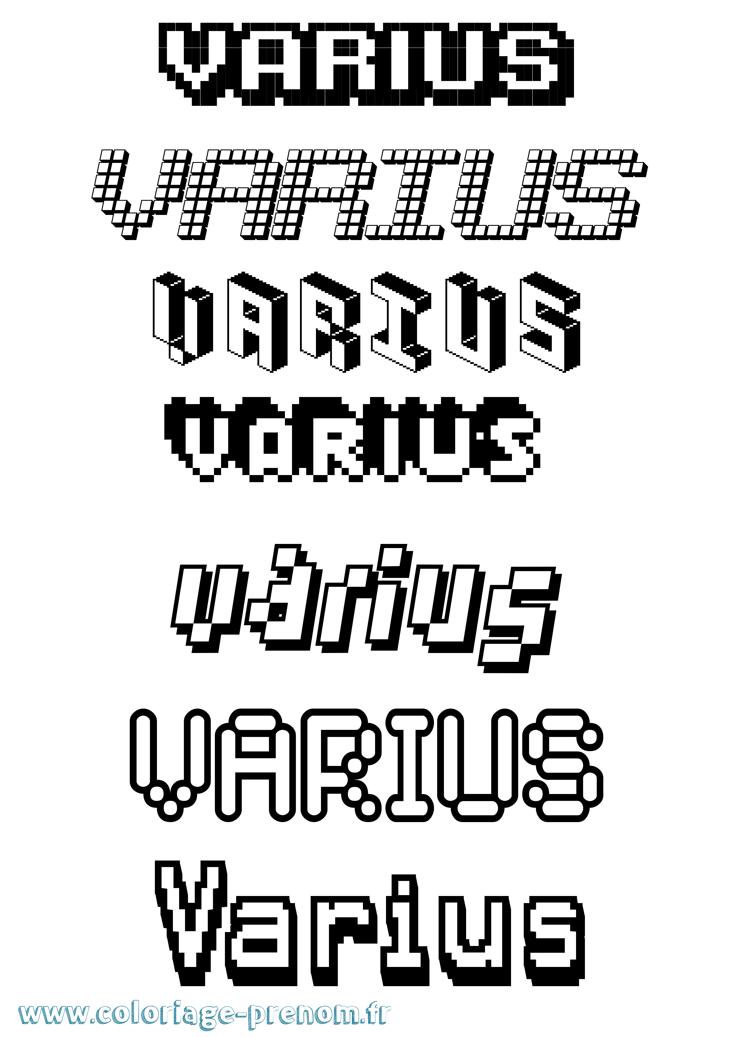 Coloriage Varius Pixel Coloriage prénom Varius Pixel