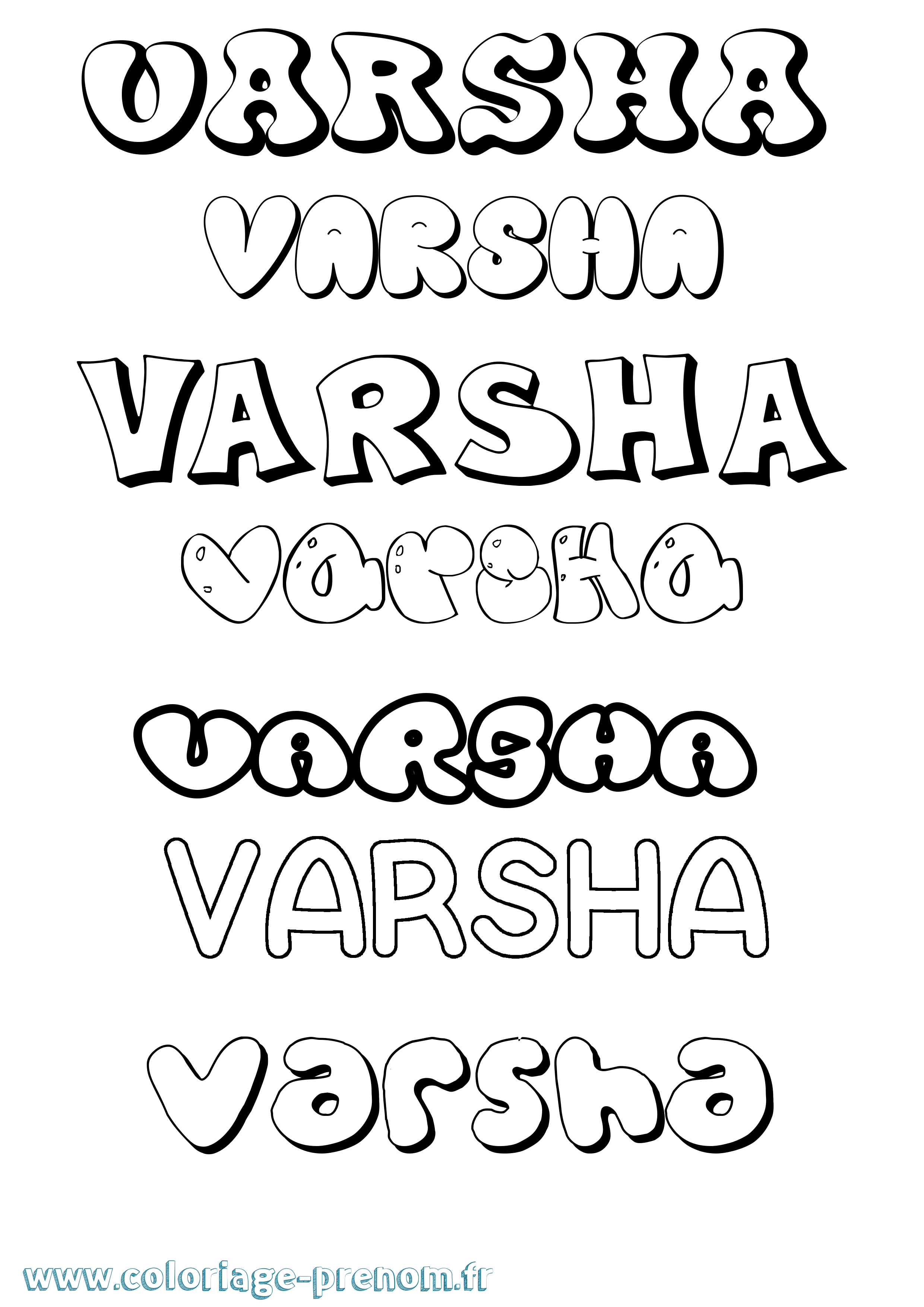 Coloriage Varsha Bubble Coloriage prénom Varsha Bubble