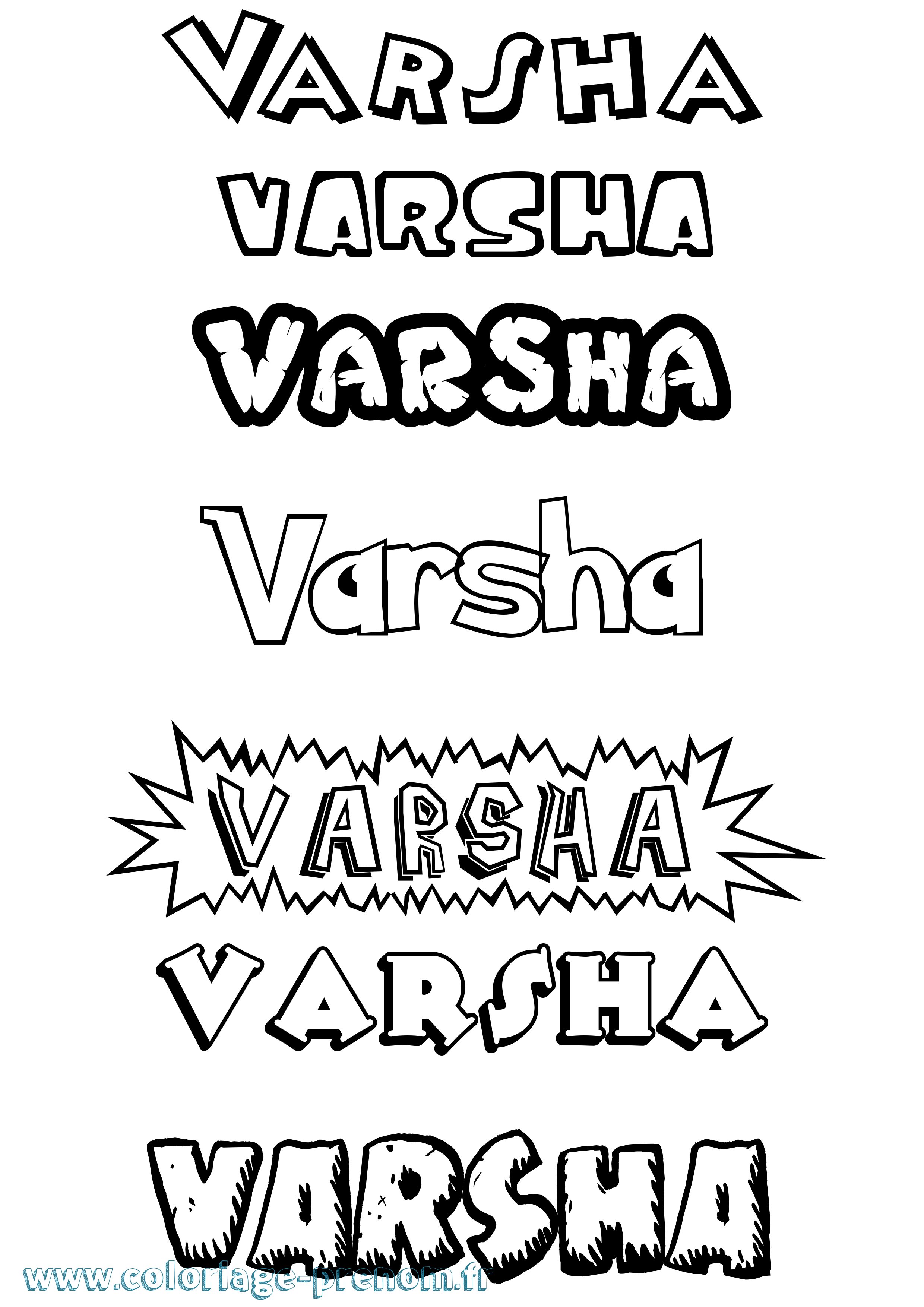 Coloriage Varsha Dessin Animé Coloriage prénom Varsha Dessin Animé