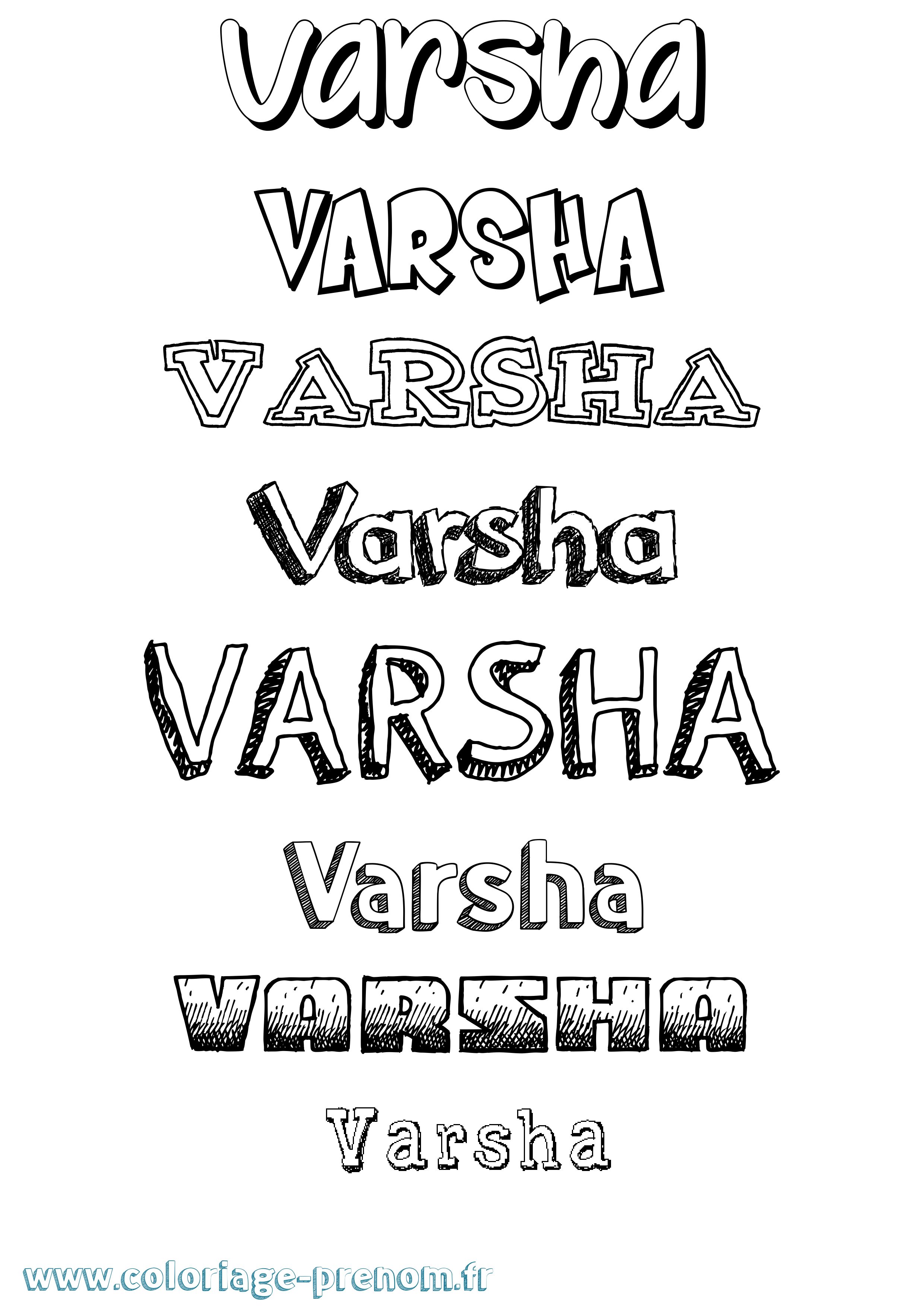 Coloriage Varsha Dessiné Coloriage prénom Varsha Dessiné