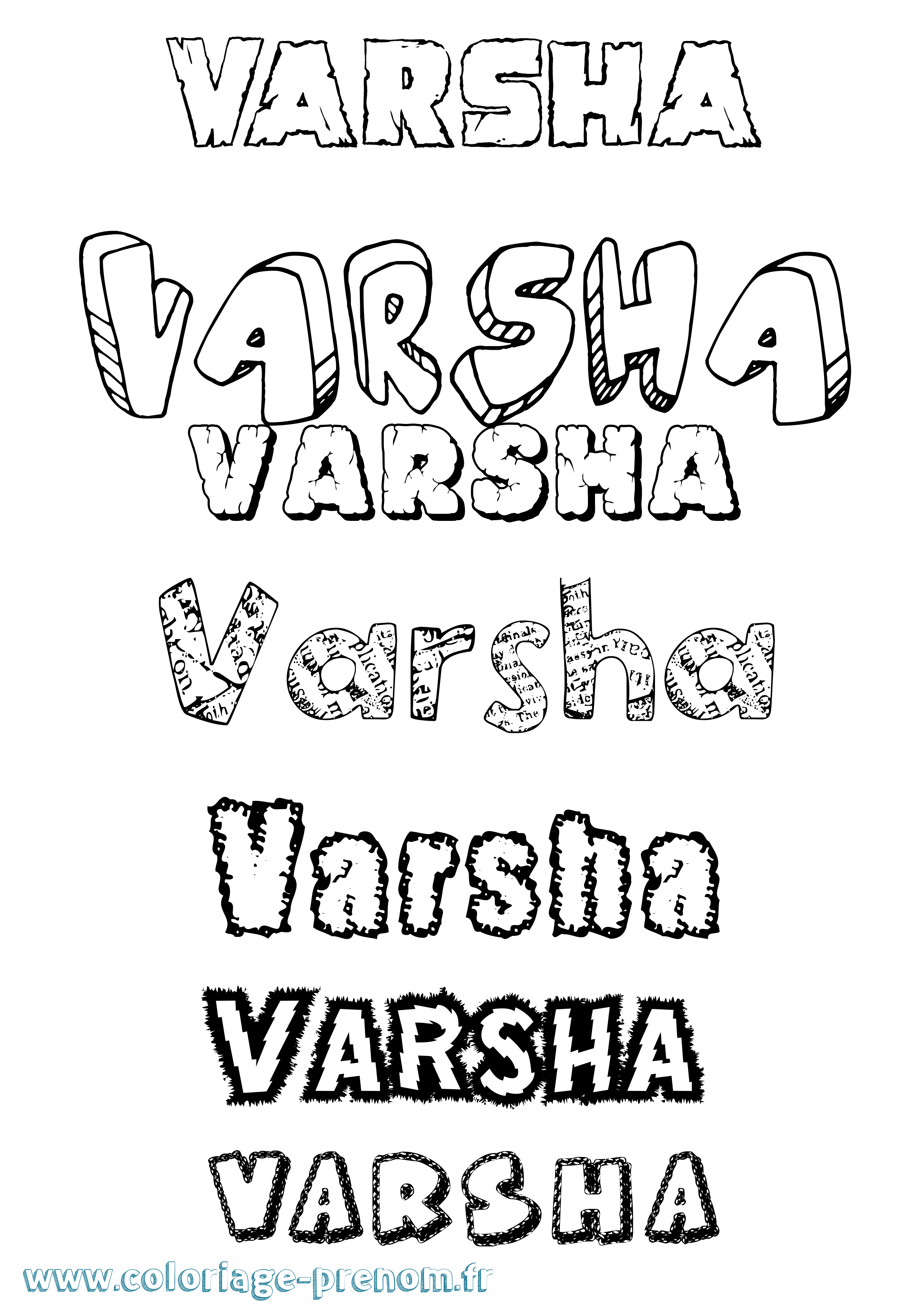 Coloriage Varsha Destructuré Coloriage prénom Varsha Destructuré