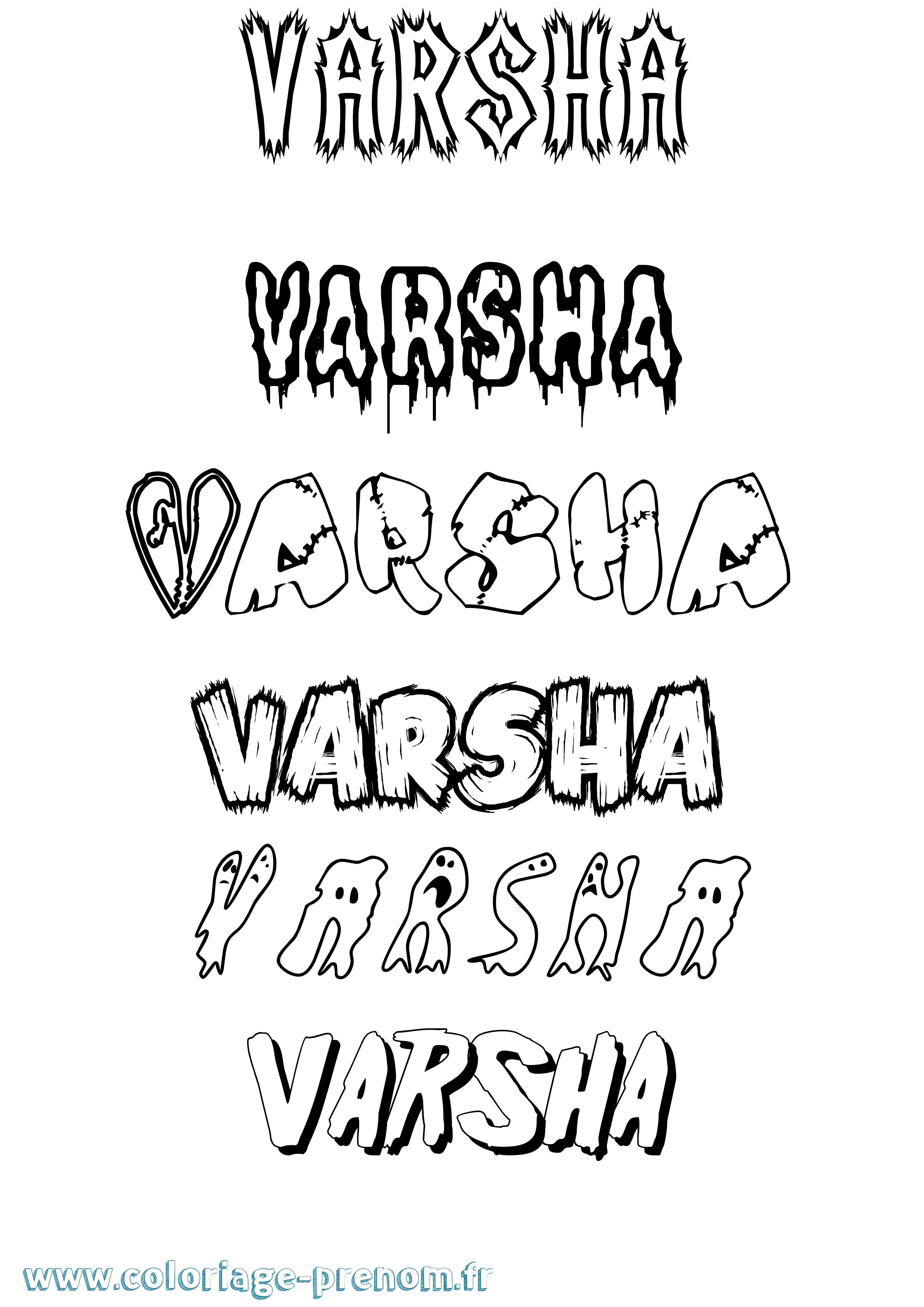 Coloriage Varsha Frisson Coloriage prénom Varsha Frisson