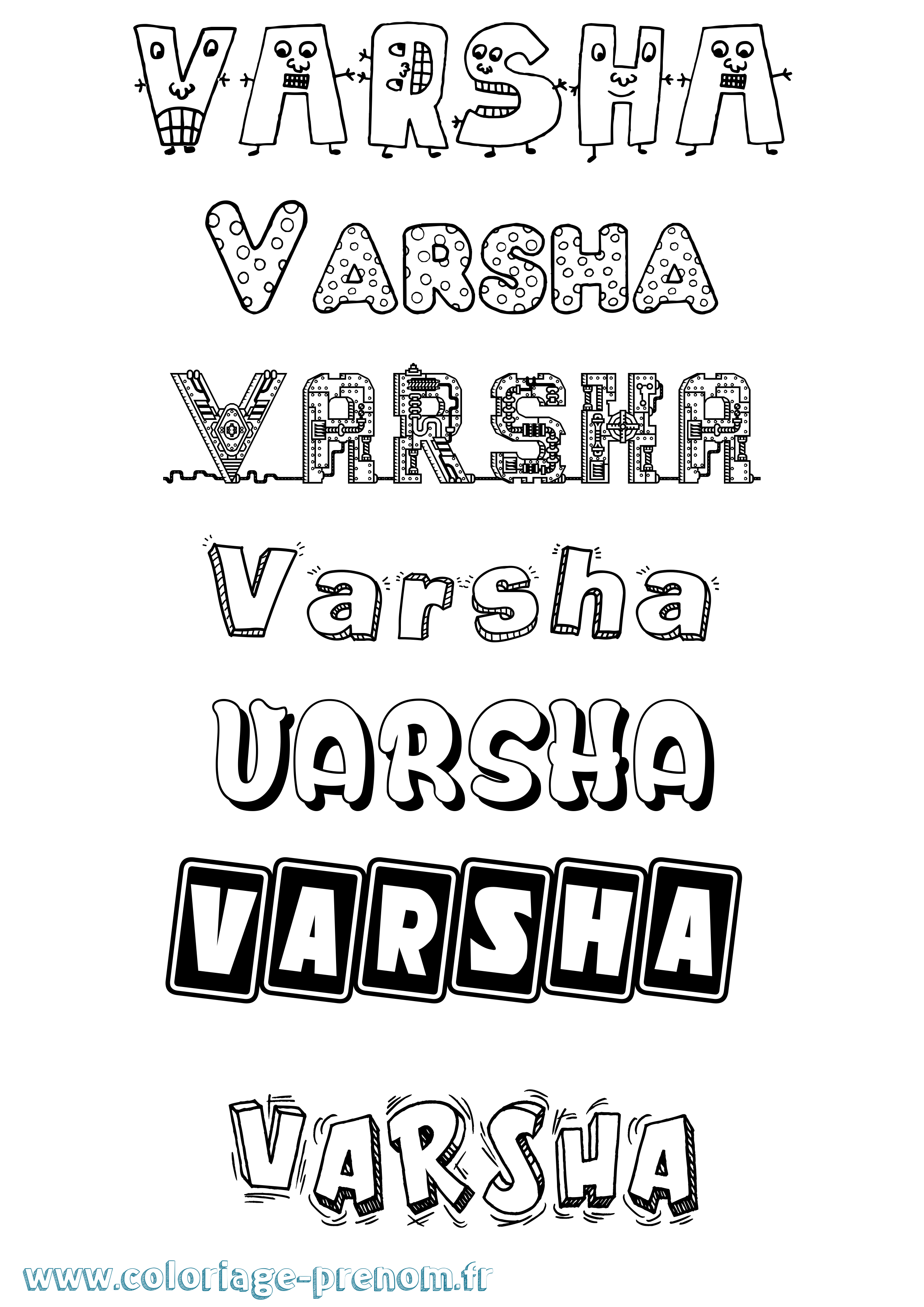 Coloriage Varsha Fun Coloriage prénom Varsha Fun