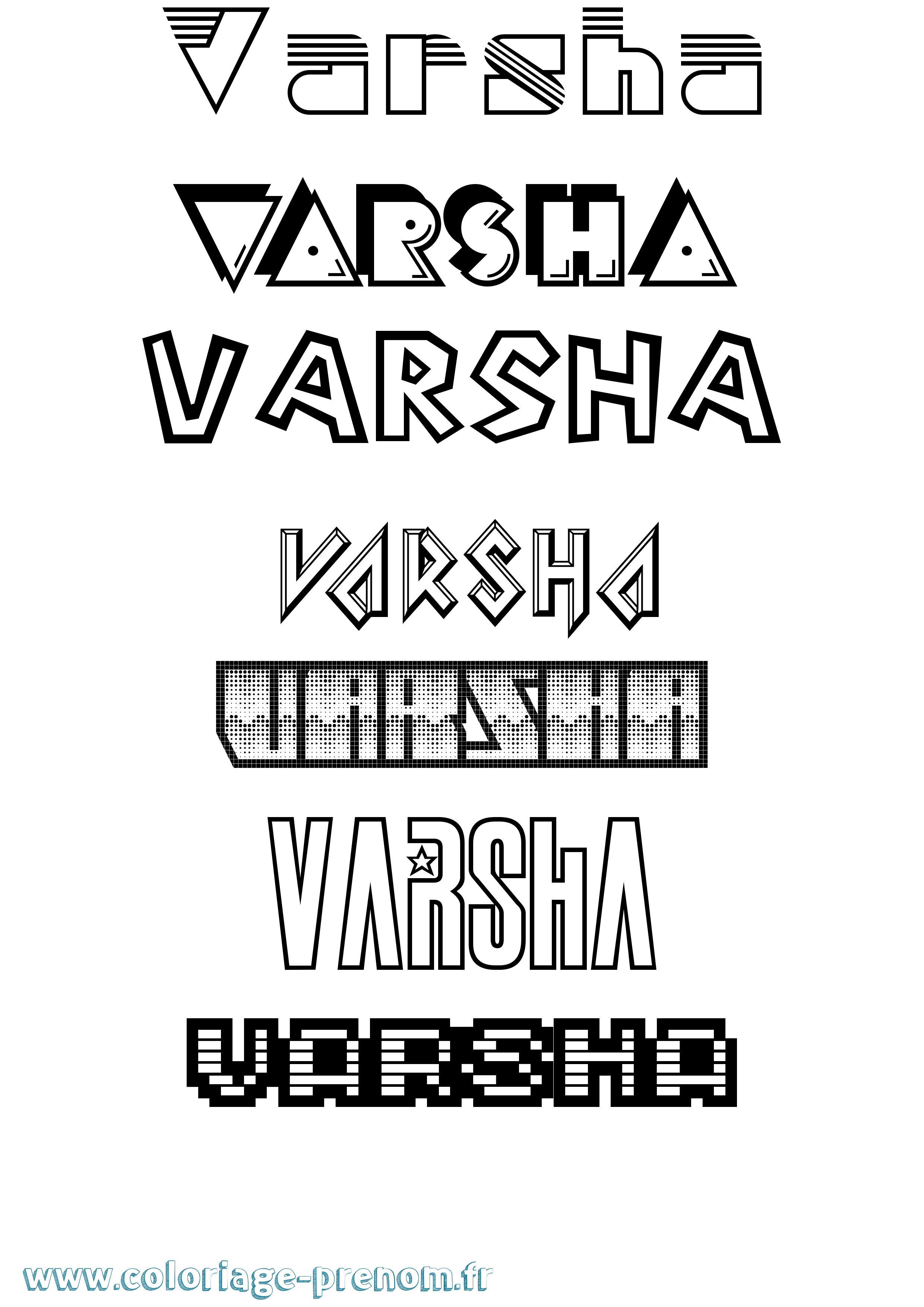 Coloriage Varsha Jeux Vidéos Coloriage prénom Varsha Jeux Vidéos