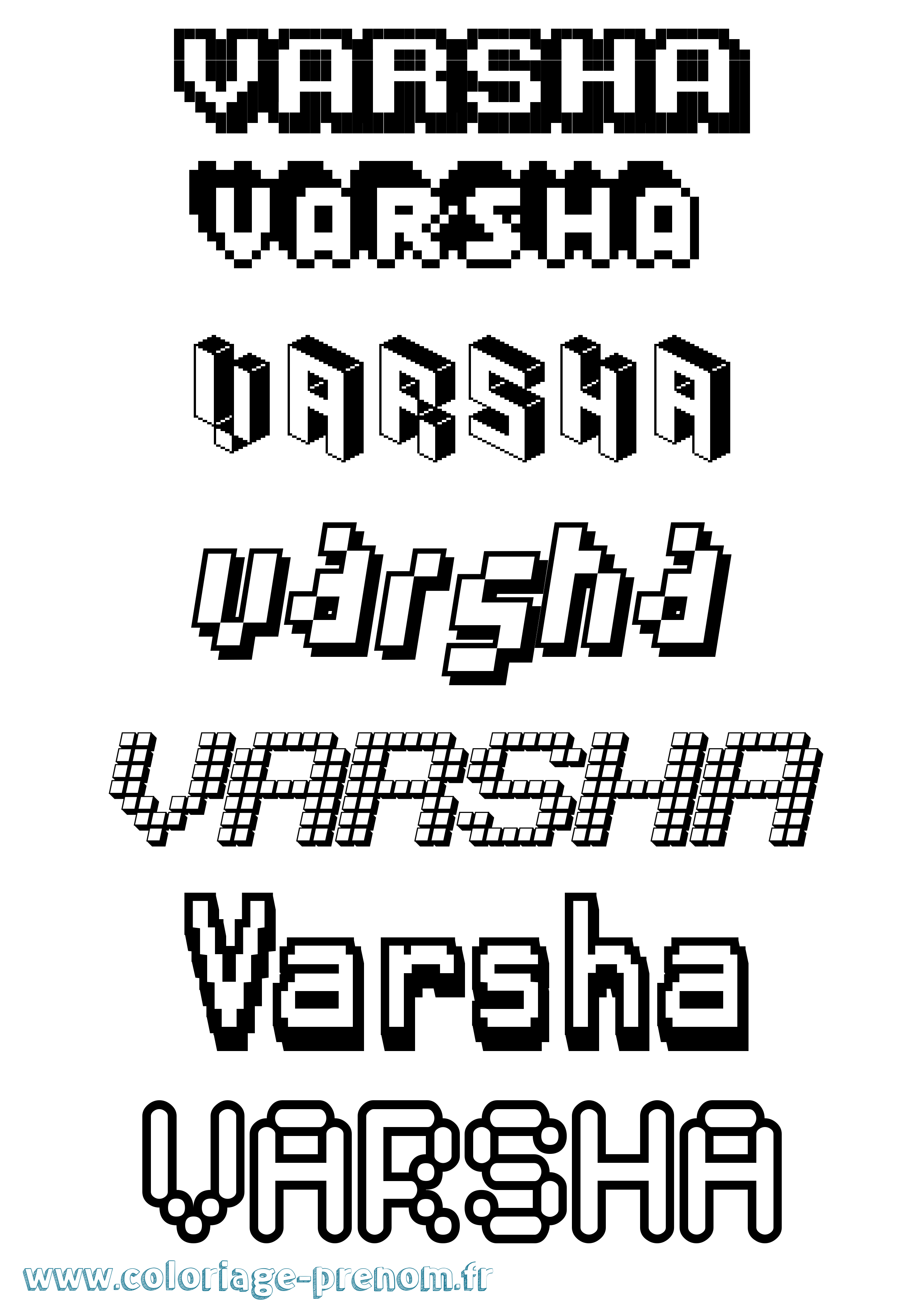 Coloriage Varsha Pixel Coloriage prénom Varsha Pixel