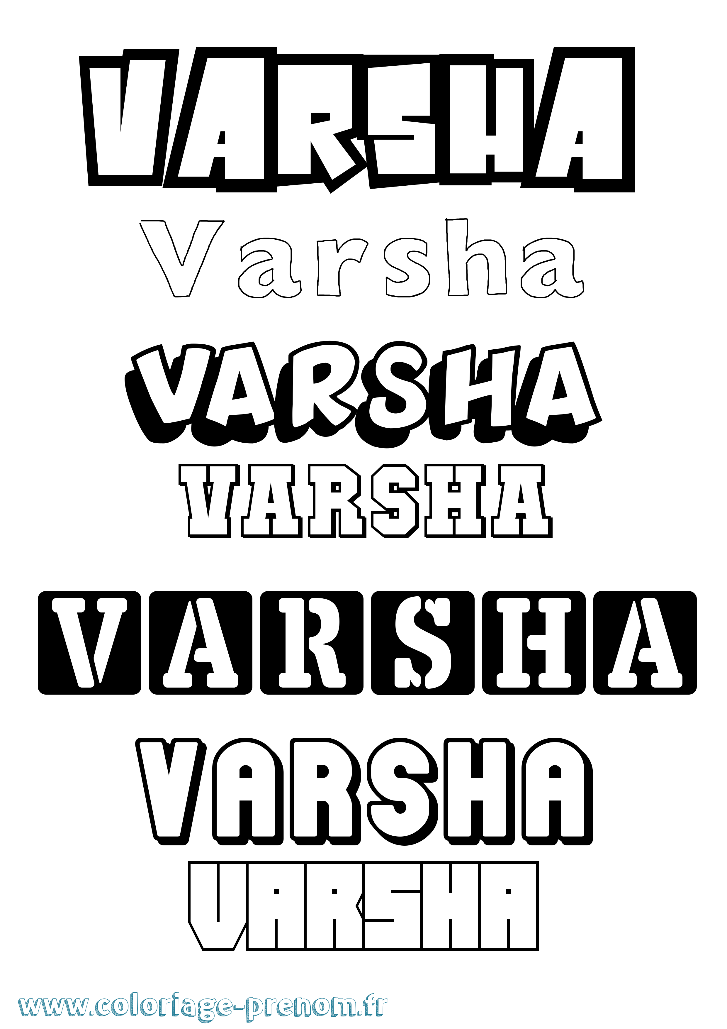 Coloriage Varsha Simple Coloriage prénom Varsha Simple