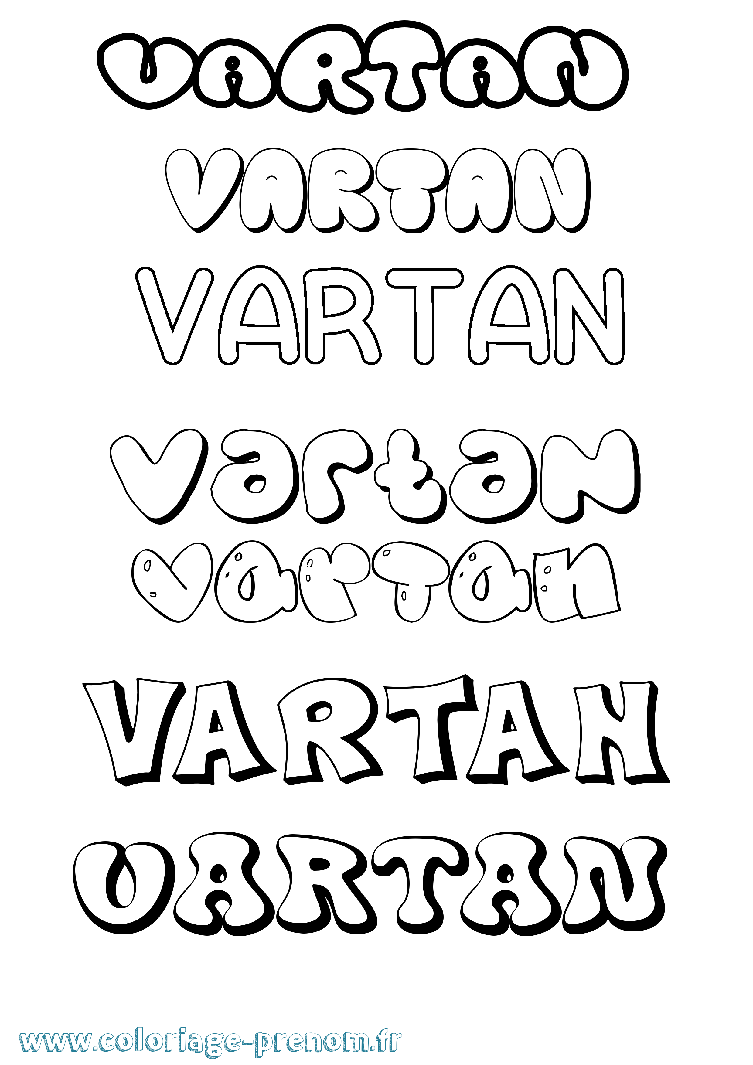Coloriage Vartan Bubble Coloriage prénom Vartan Bubble