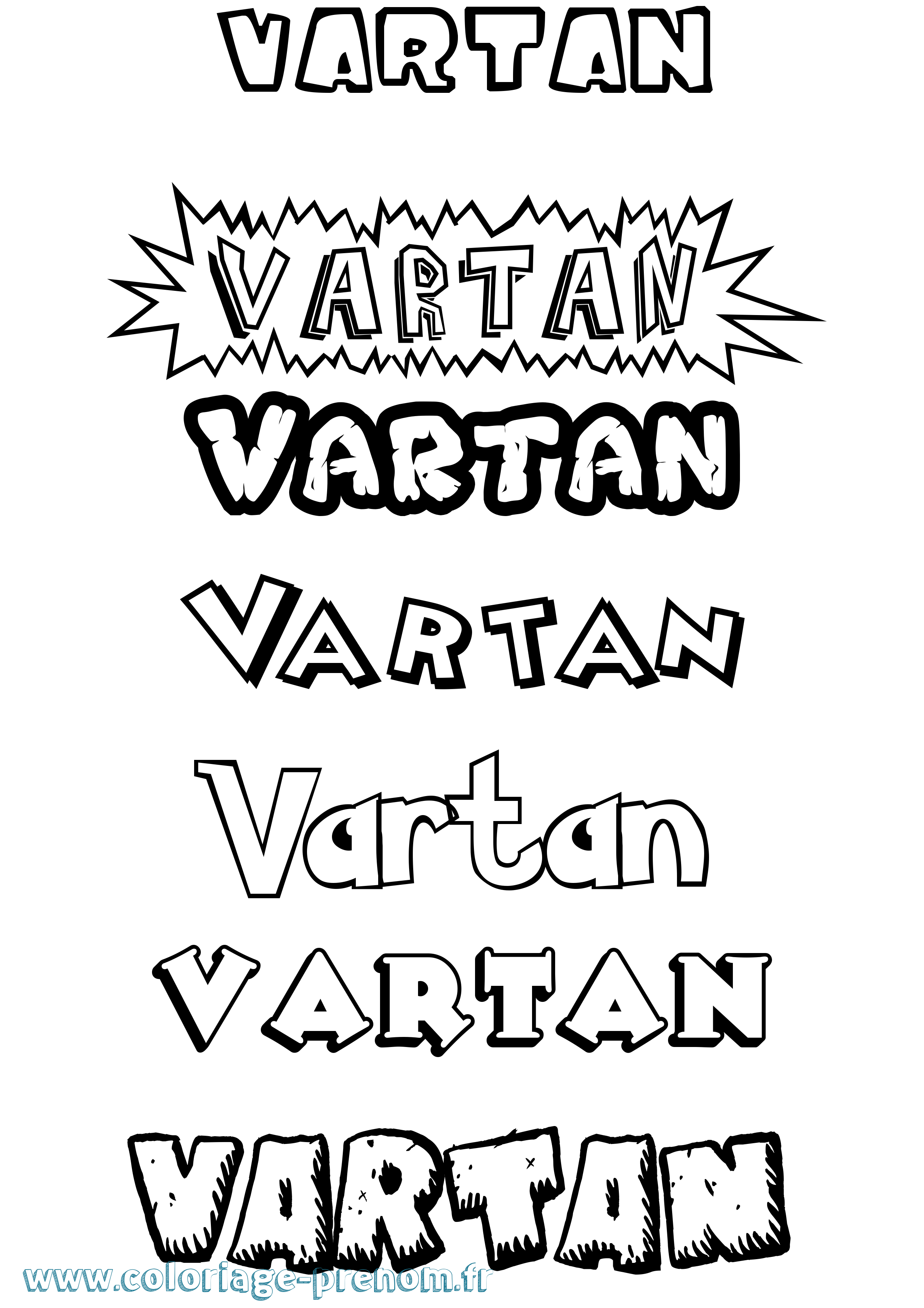 Coloriage Vartan Dessin Animé Coloriage prénom Vartan Dessin Animé
