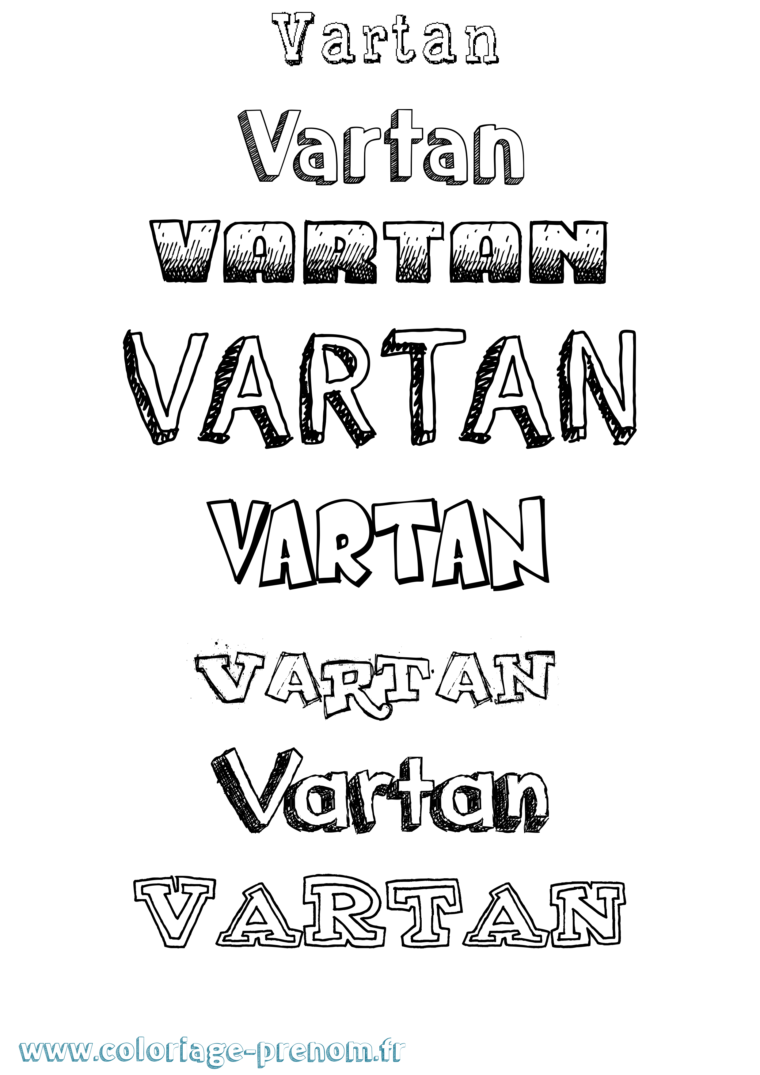 Coloriage Vartan Dessiné Coloriage prénom Vartan Dessiné