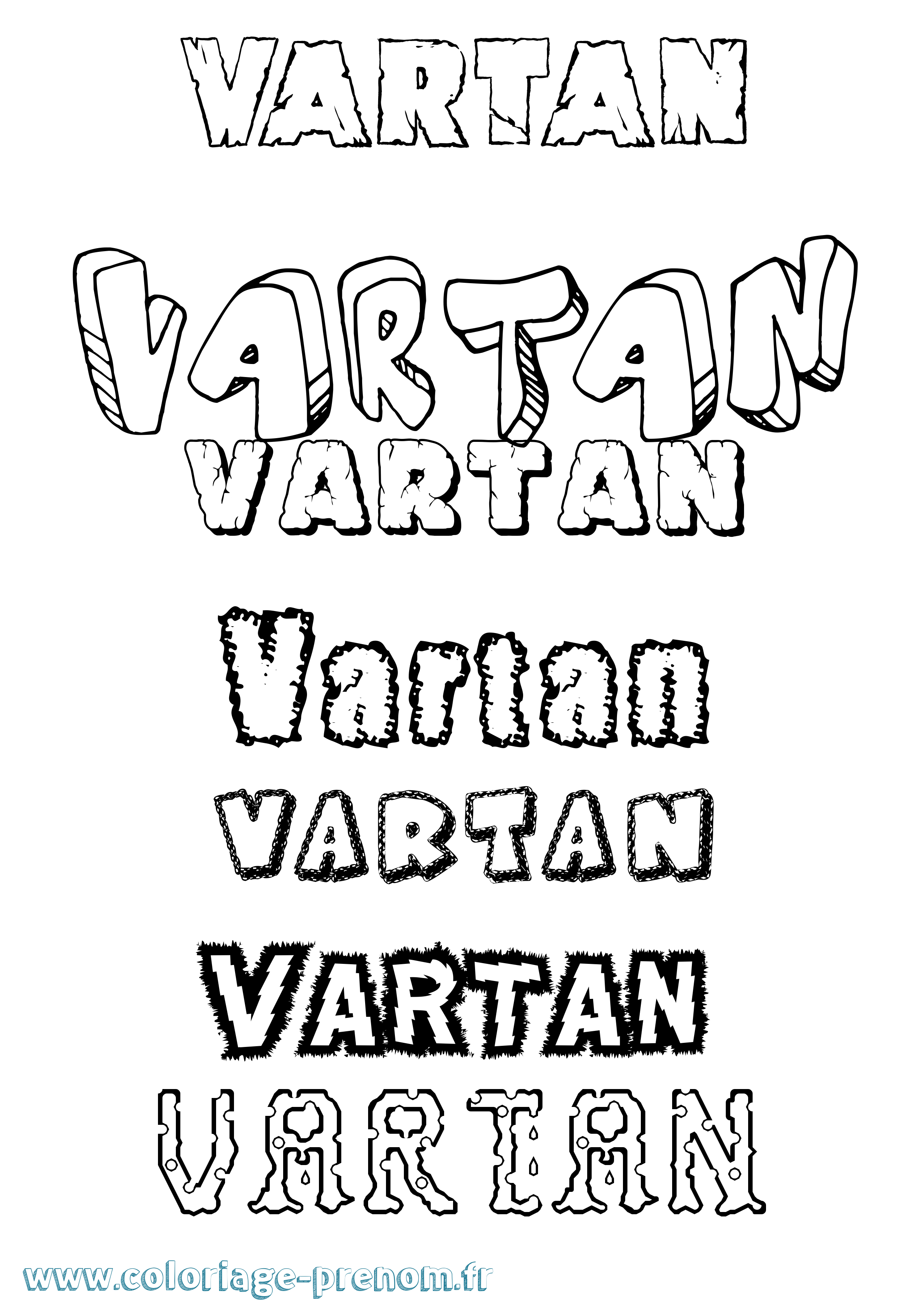Coloriage Vartan Destructuré Coloriage prénom Vartan Destructuré
