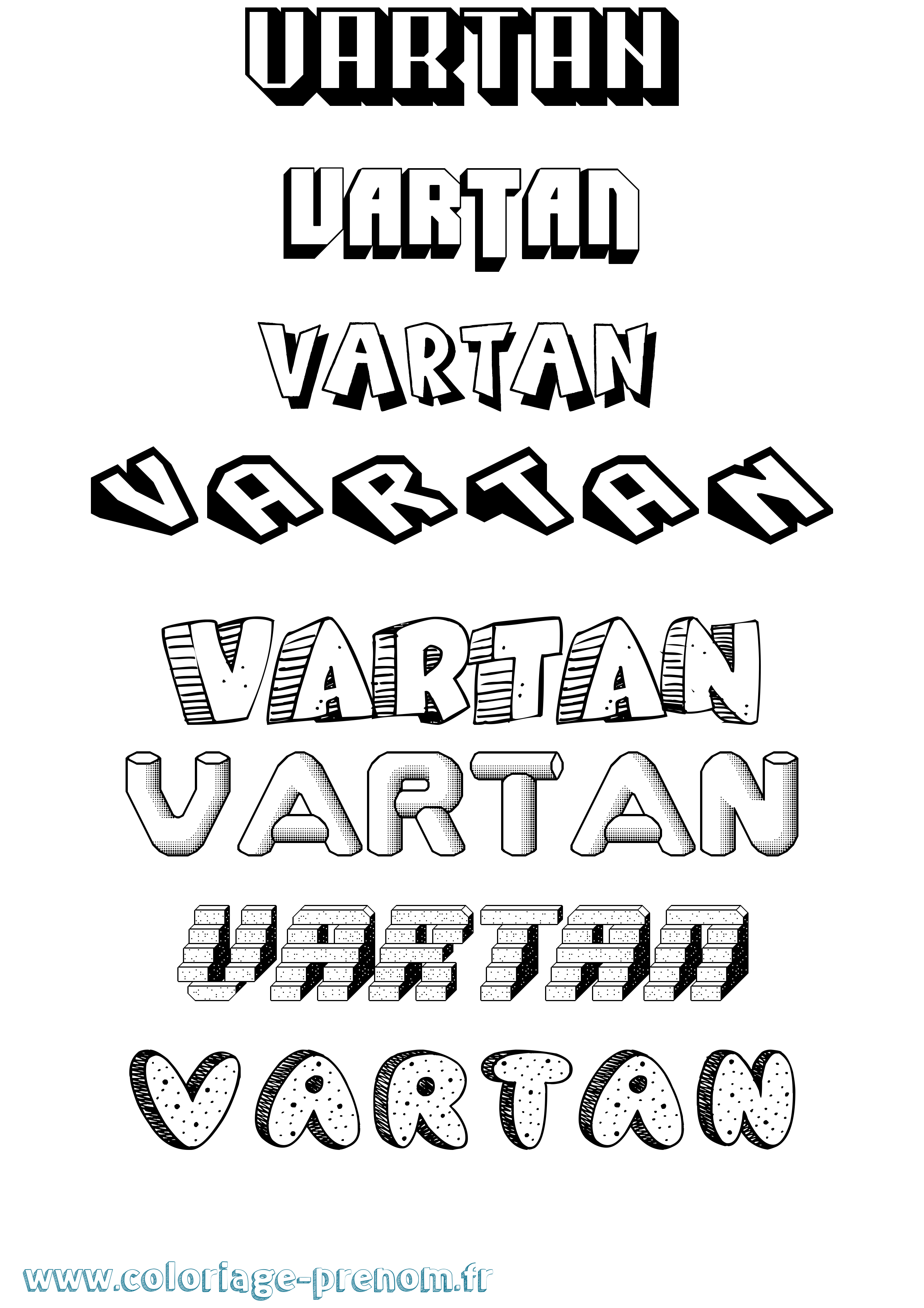 Coloriage Vartan Effet 3D Coloriage prénom Vartan Effet 3D
