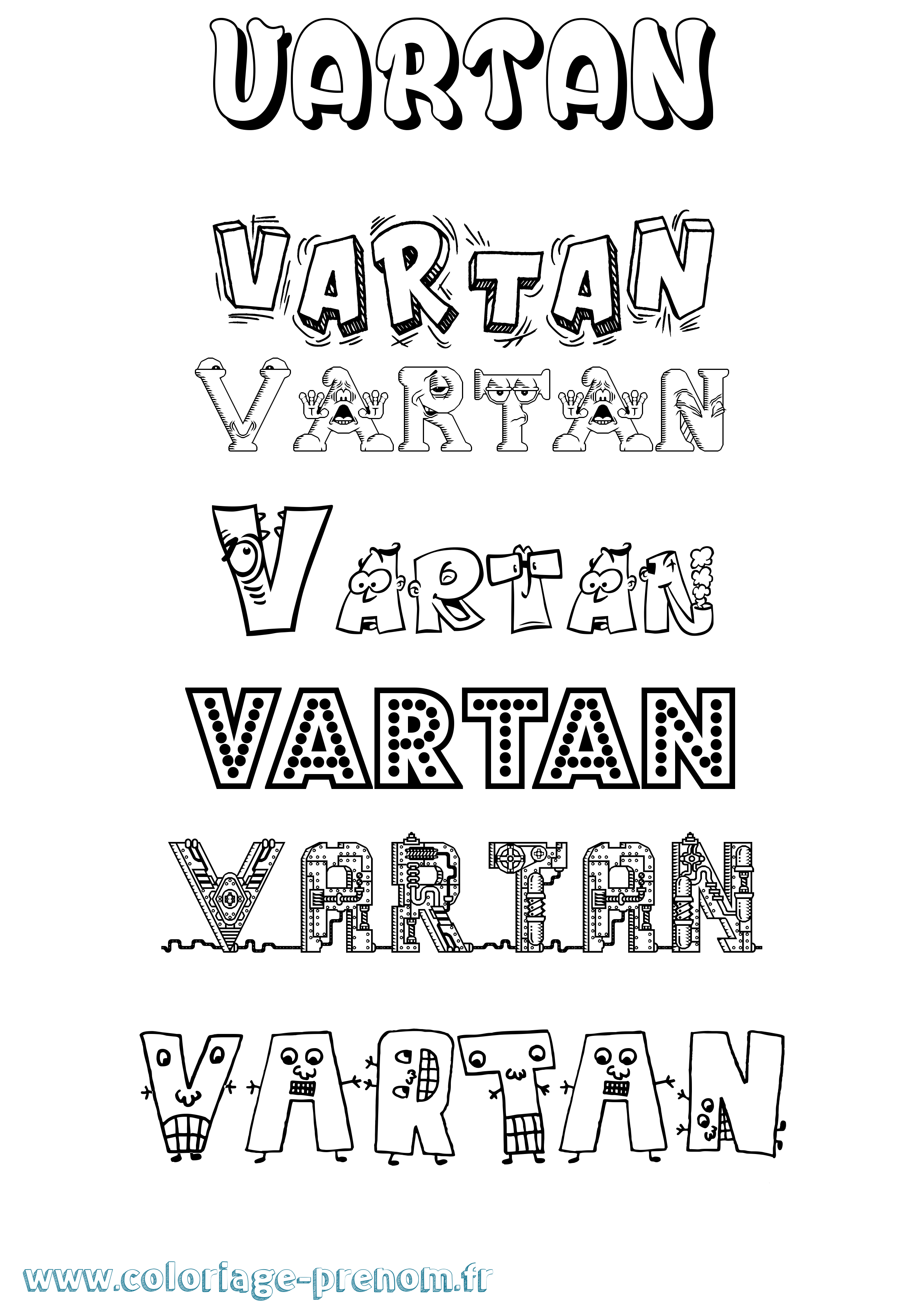 Coloriage Vartan Fun Coloriage prénom Vartan Fun