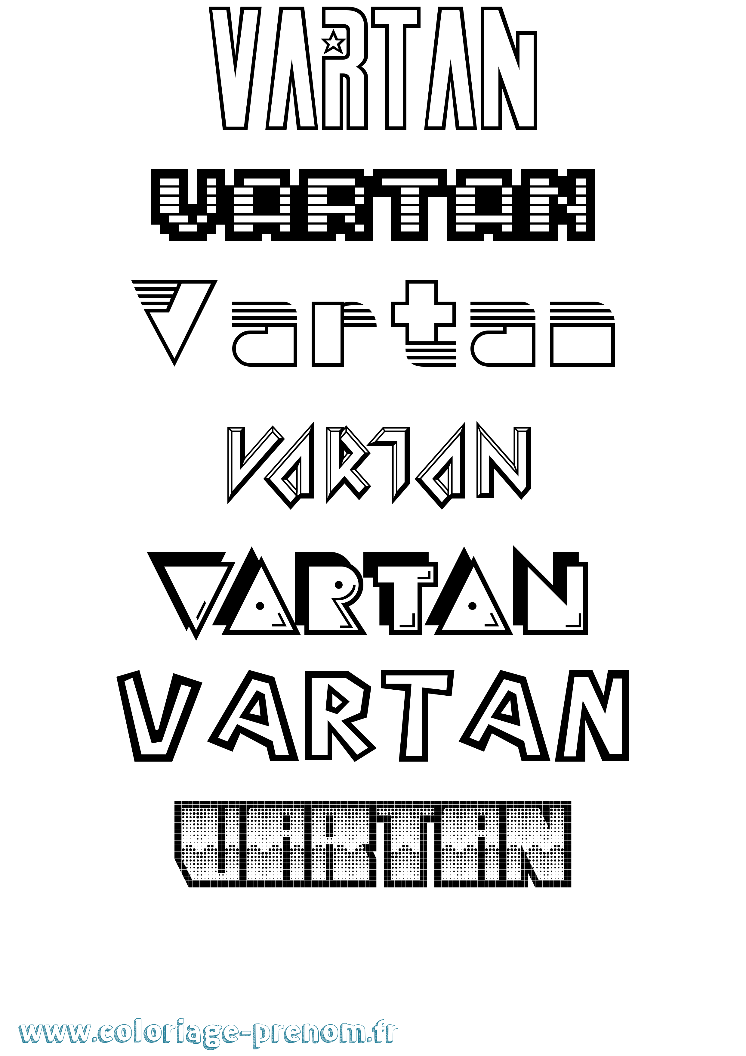 Coloriage Vartan Jeux Vidéos Coloriage prénom Vartan Jeux Vidéos