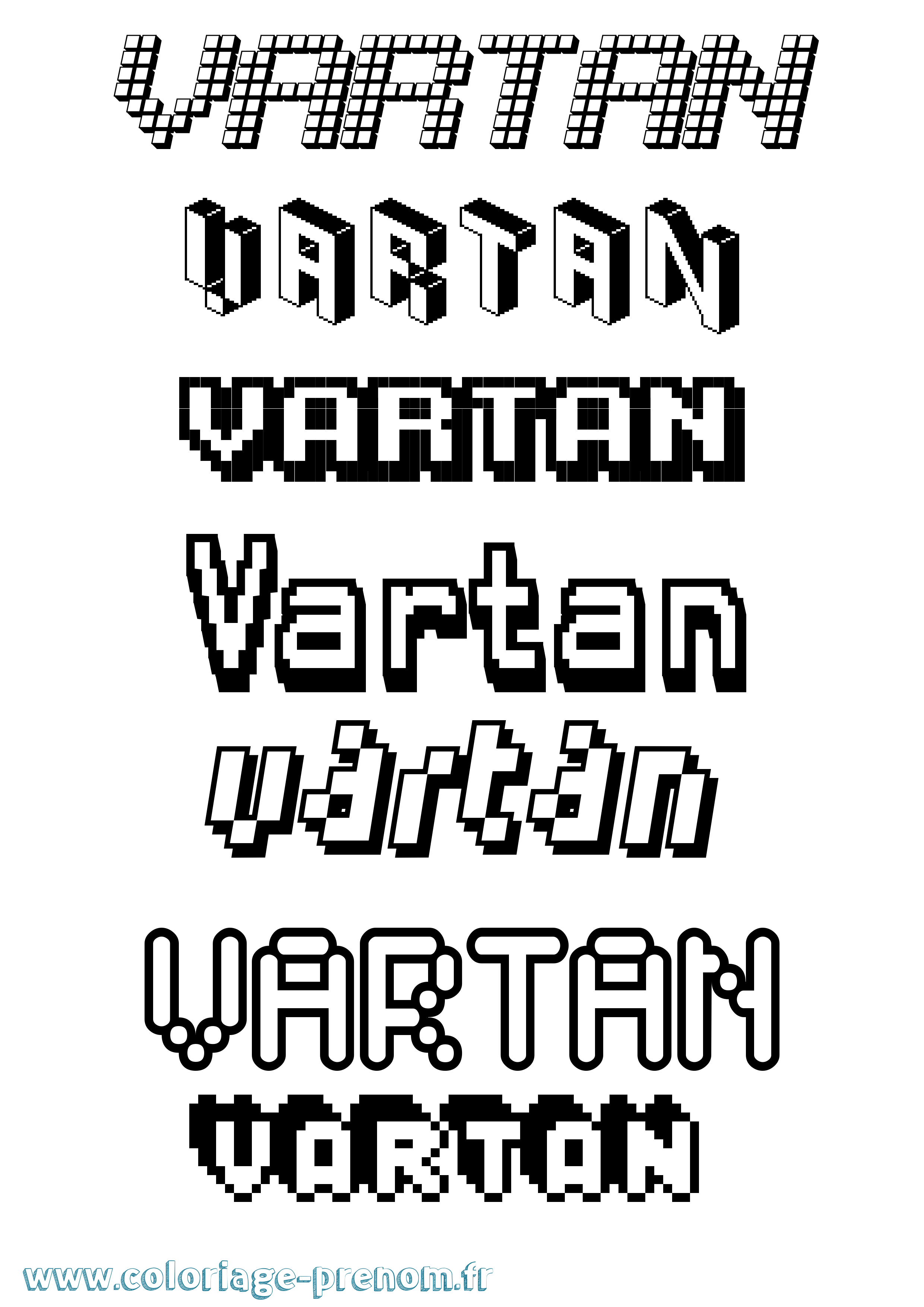 Coloriage Vartan Pixel Coloriage prénom Vartan Pixel