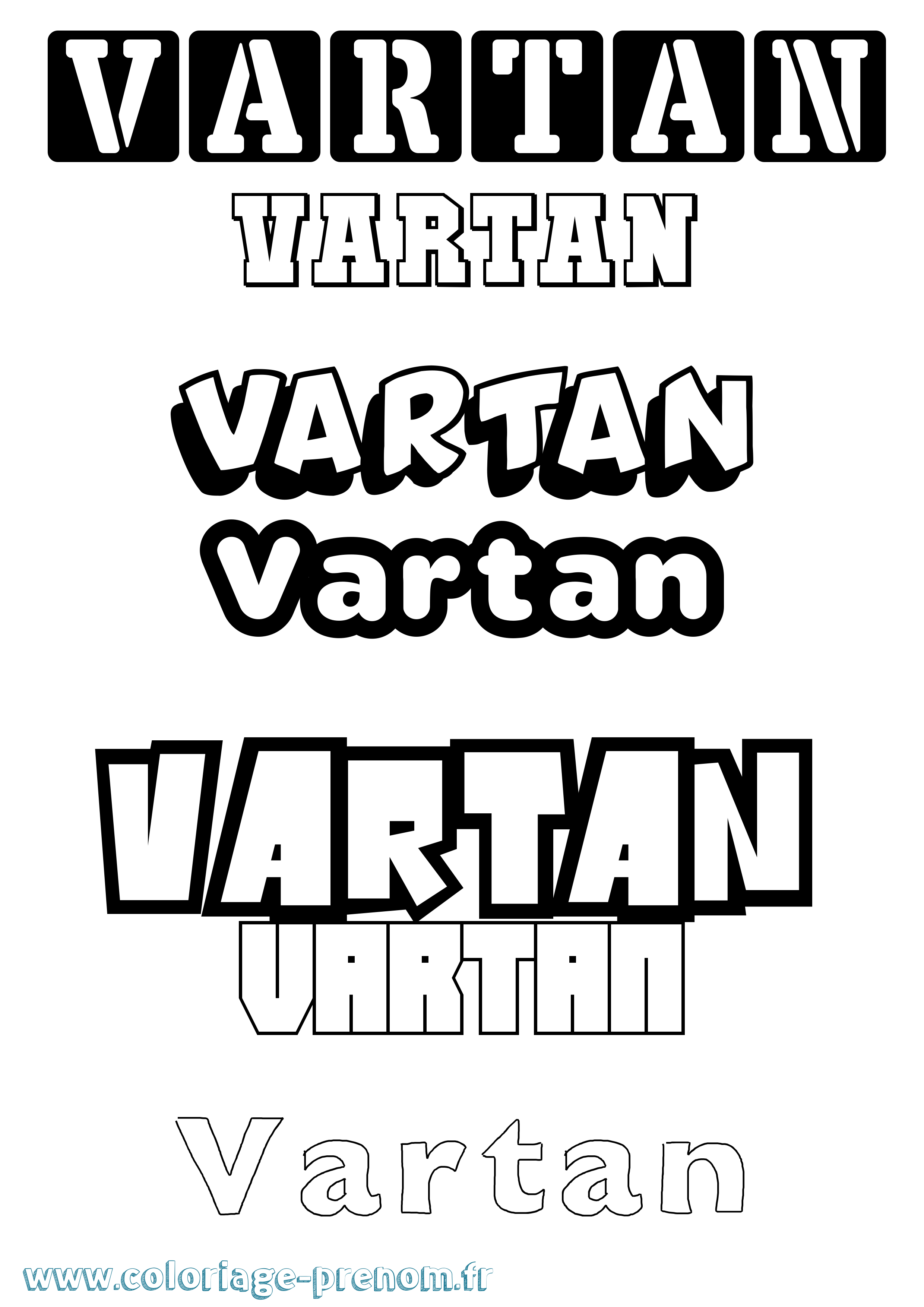 Coloriage Vartan Simple Coloriage prénom Vartan Simple