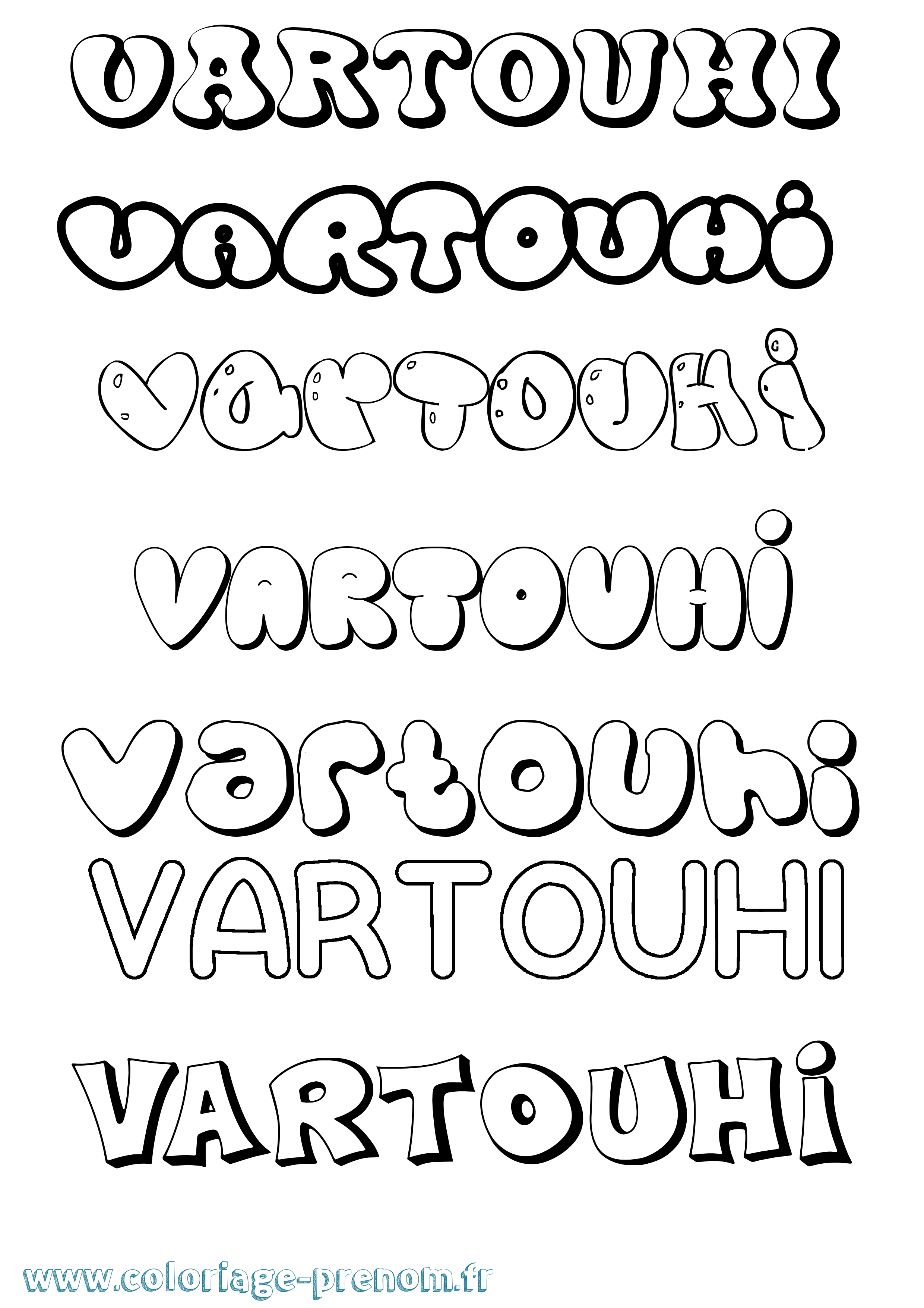Coloriage prénom Vartouhi Bubble