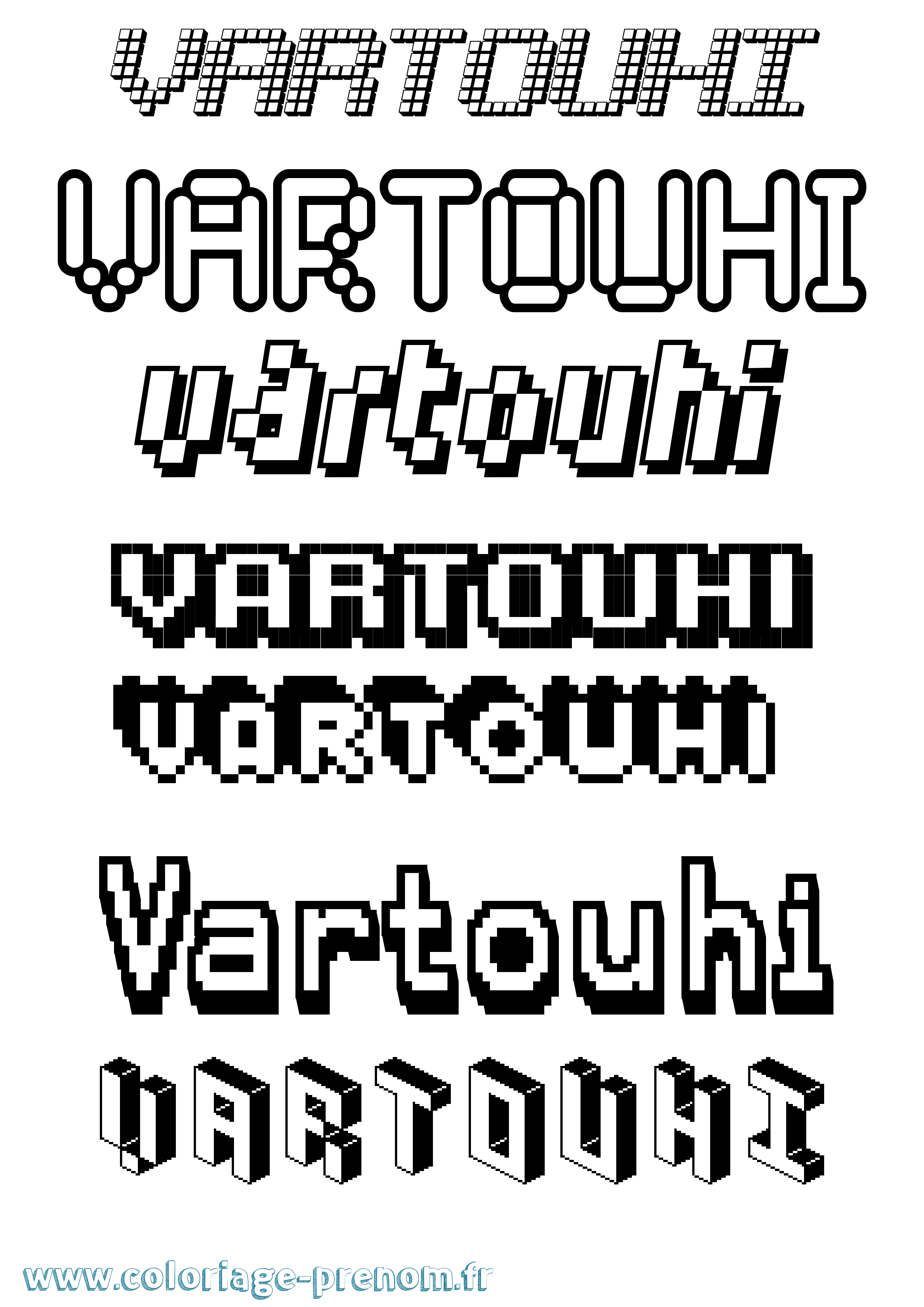 Coloriage prénom Vartouhi Pixel