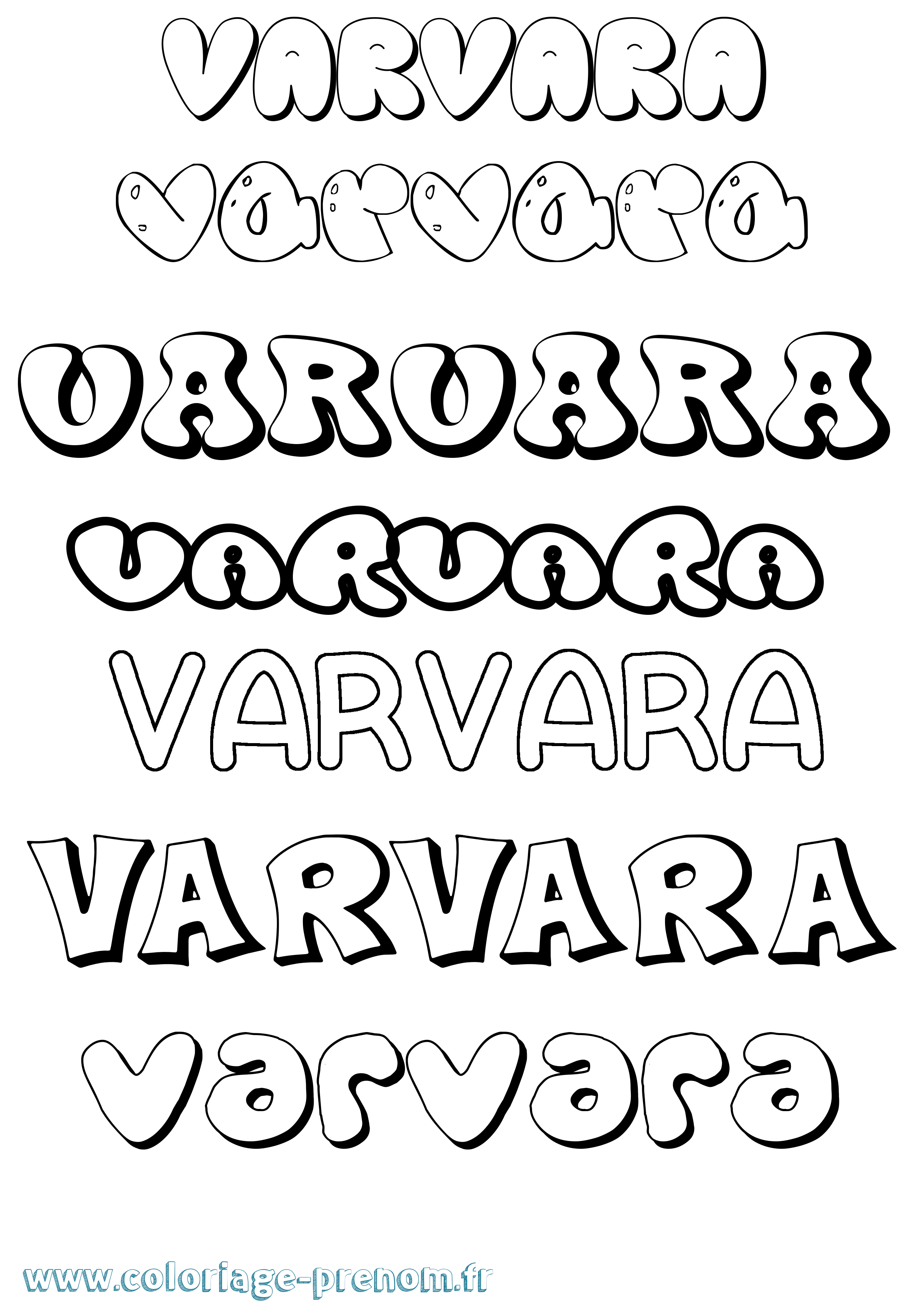 Coloriage prénom Varvara Bubble