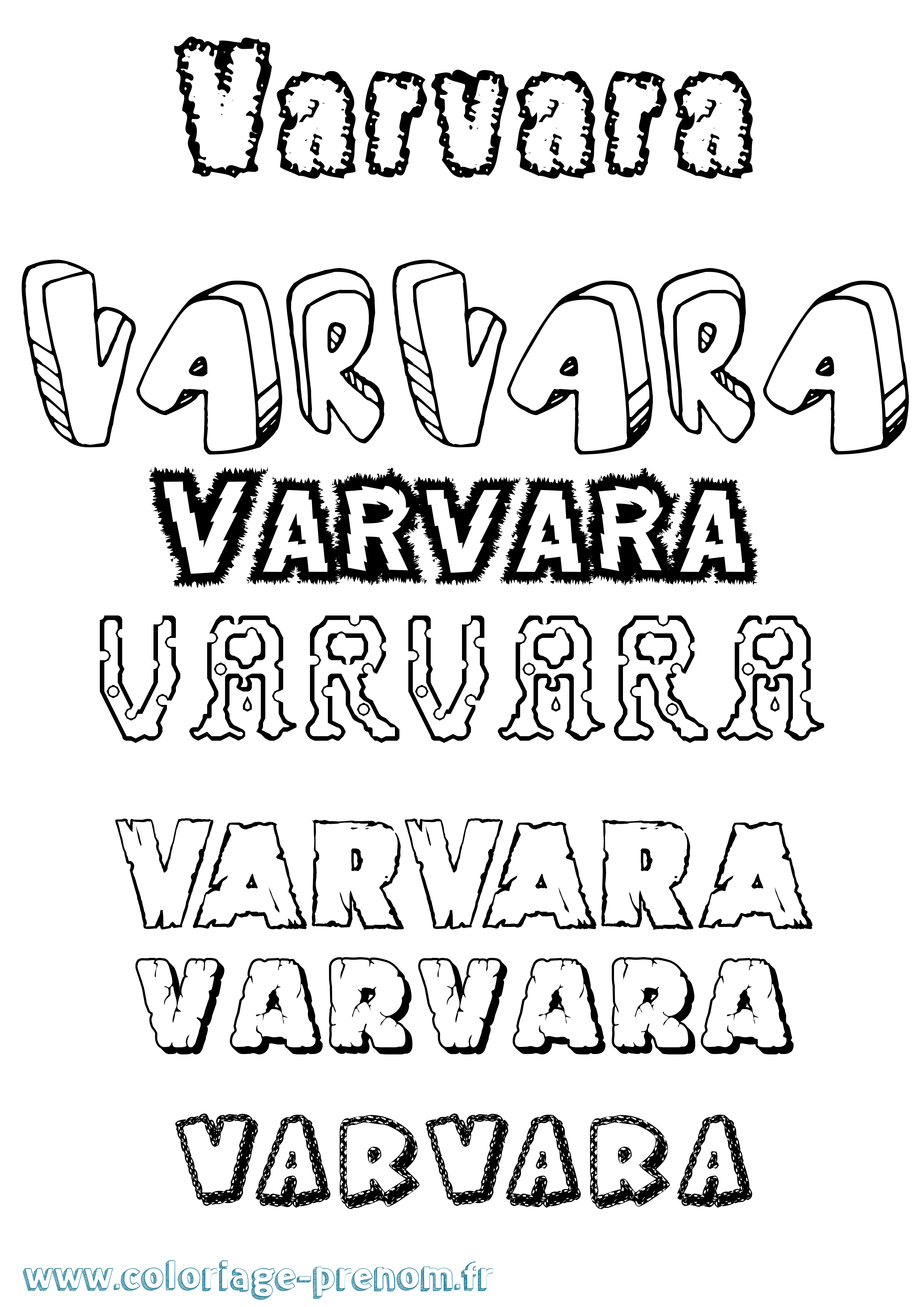 Coloriage Varvara Destructuré Coloriage prénom Varvara Destructuré