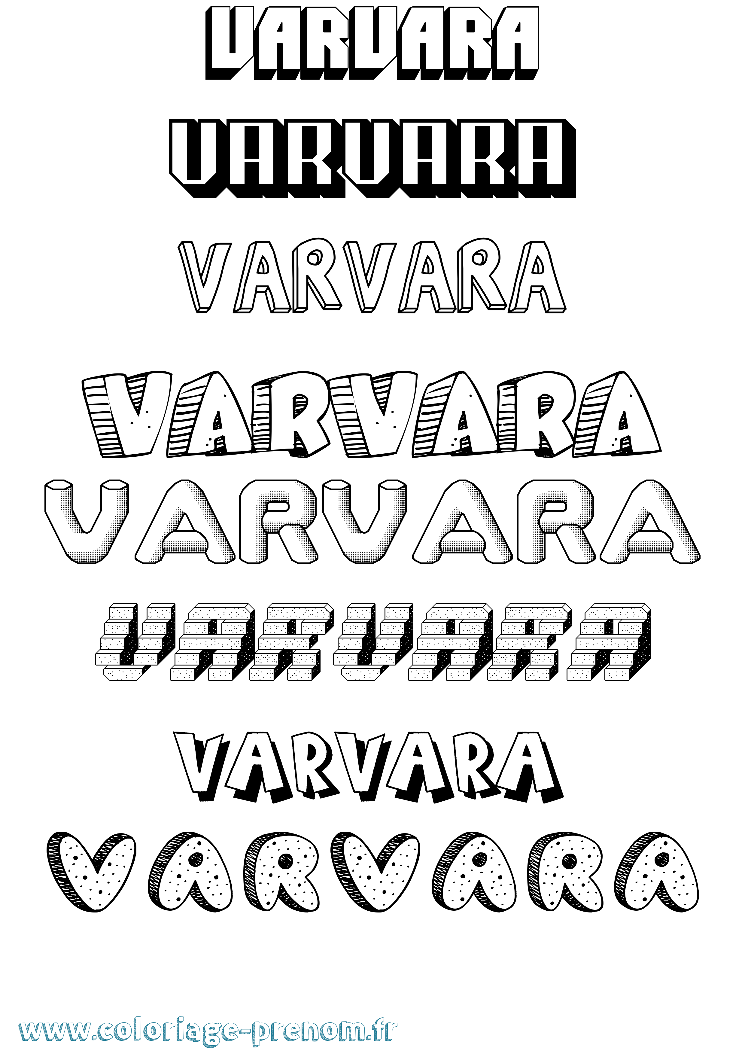 Coloriage prénom Varvara Effet 3D